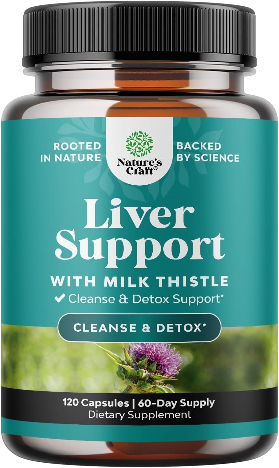 Natures Craft Liver Cleanse Detox & Repair 120 Capsules – Herbal Liver Support Milk Thistle Supplement – Silymarin Milk Thistle Supplements with Dandelion Root, Choline, Beetroot & Artichoke Extract