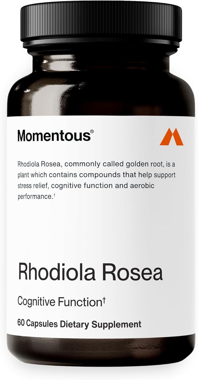 Momentous Rhodiola Rosea Supplement – Adaptogen Supplement for Cognition, Fatigue, & Stress Support – Rhodiola Rosea Root Extract – NSF Certified for Sport – GMO- & Gluten-Free – Vegan – 60 Servings