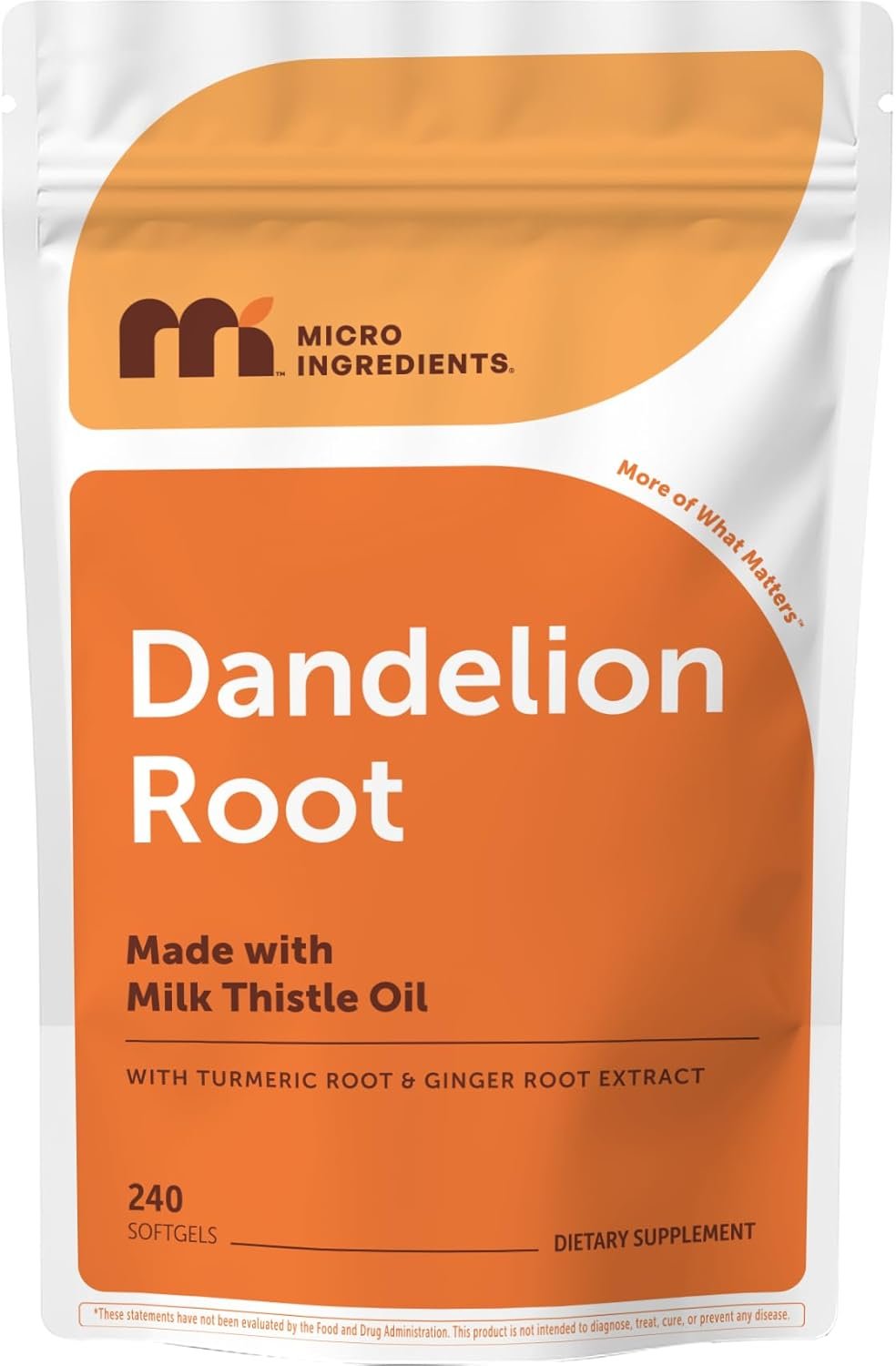 Micro Ingredients Dandelion Root Extract (Taraxacum officinale) 1,000mg Per Serving, 240 Softgels | 3-in-1 Herbal Blend with Turmeric & Ginger Extract | Made with Milk Thistle Oil | Non-GMO