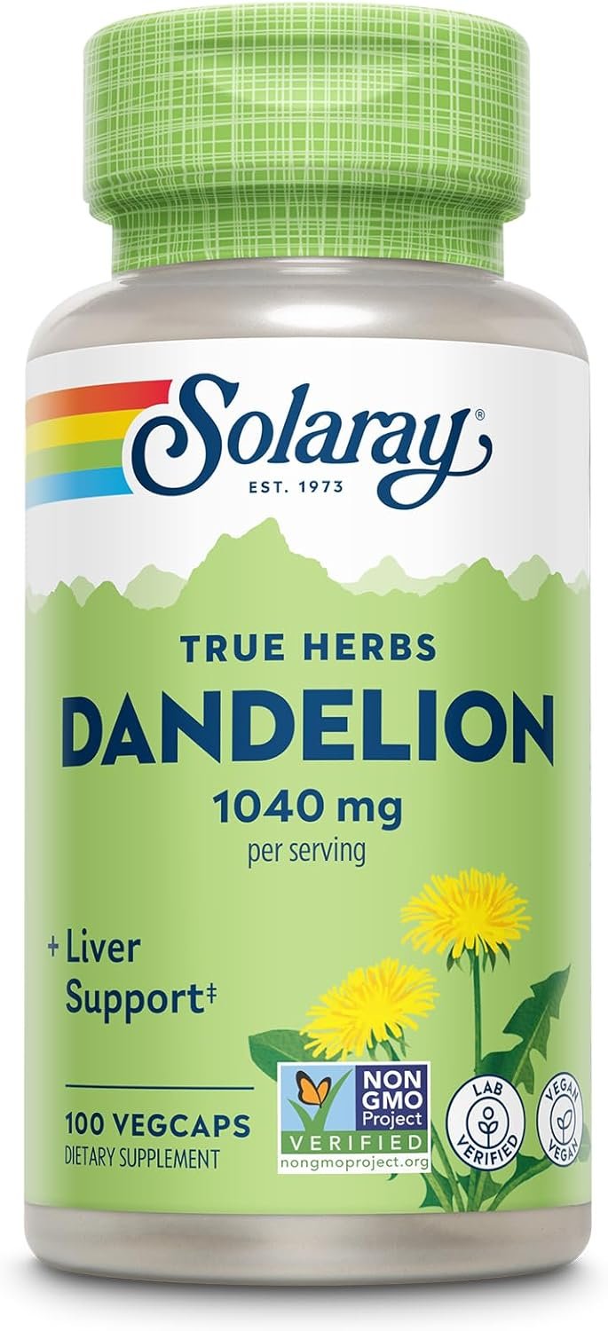 SOLARAY Dandelion Root Supplement – Healthy Kidney and Liver Support – 1,040 mg per Serving – Vegan, Lab Verified, 60-Day Guarantee – 50 Servings, 100 VegCaps