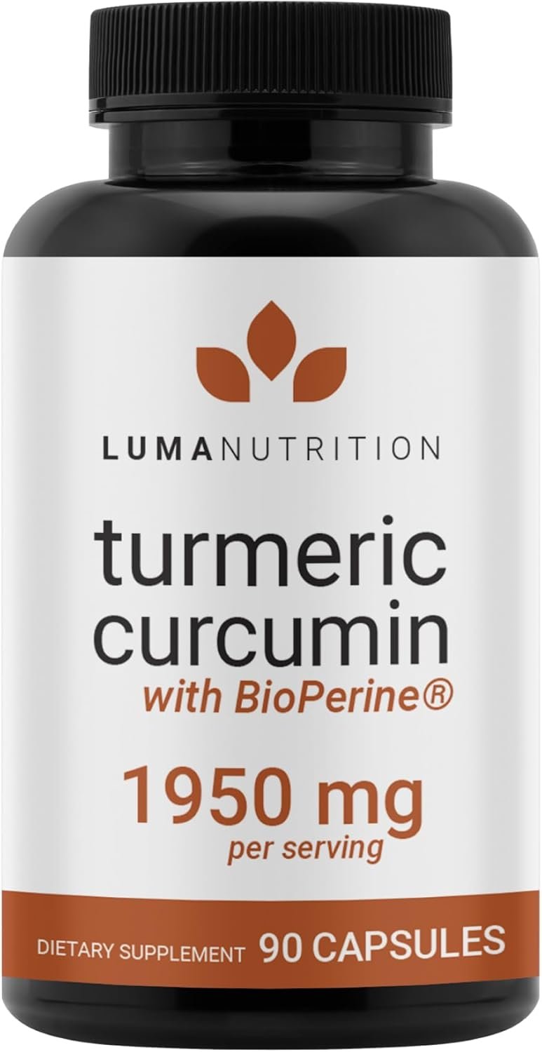 Luma Nutrition Turmeric Curcumin with Black Pepper – 95% Curcuminoids – 1950mg Per Serving – Premium Turmeric Supplement – with BioPerine for Max Absorption – Made in USA – 90 Capsules