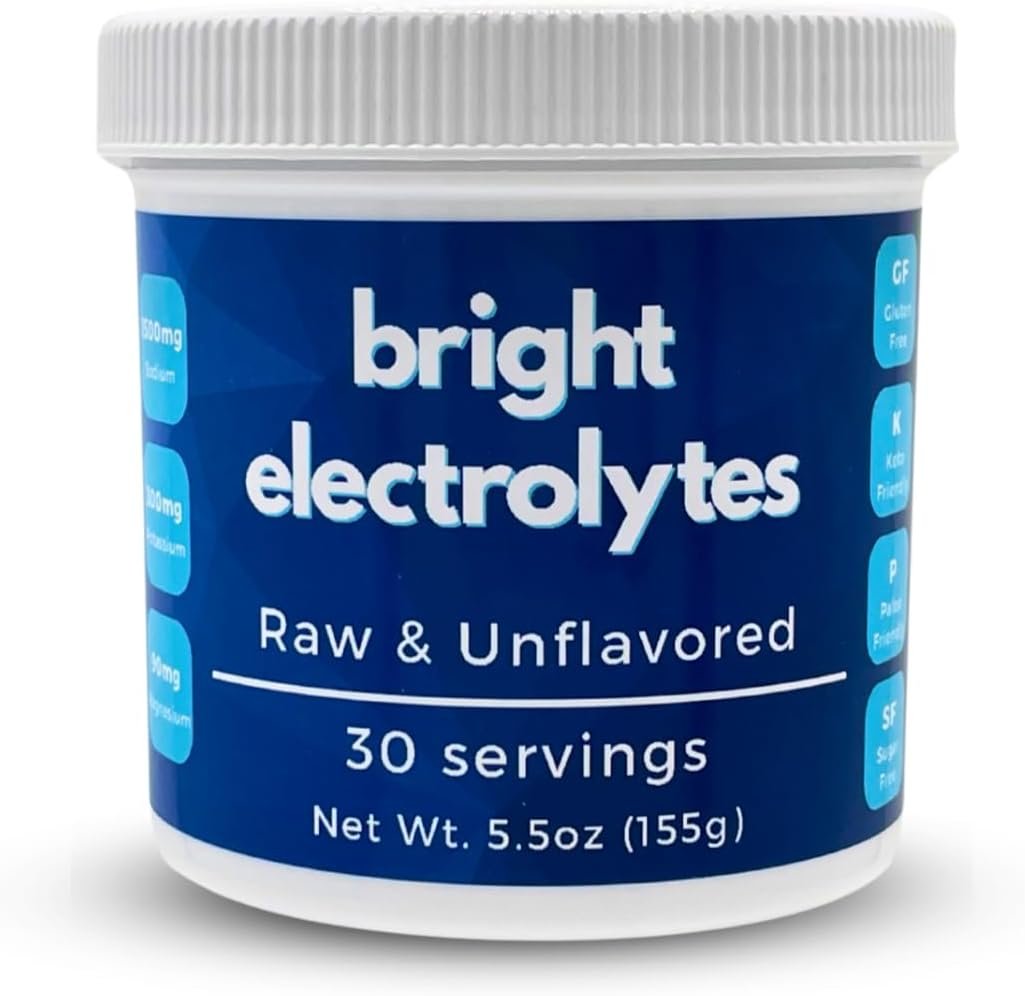 Bright Hydration Electrolyte Powder – Raw & Natural – No Added Flavors, Zero Sugar – Sea Salt, Himalayan Pink Salt, Magnesium & Potassium – Medium 5.5 oz Jar