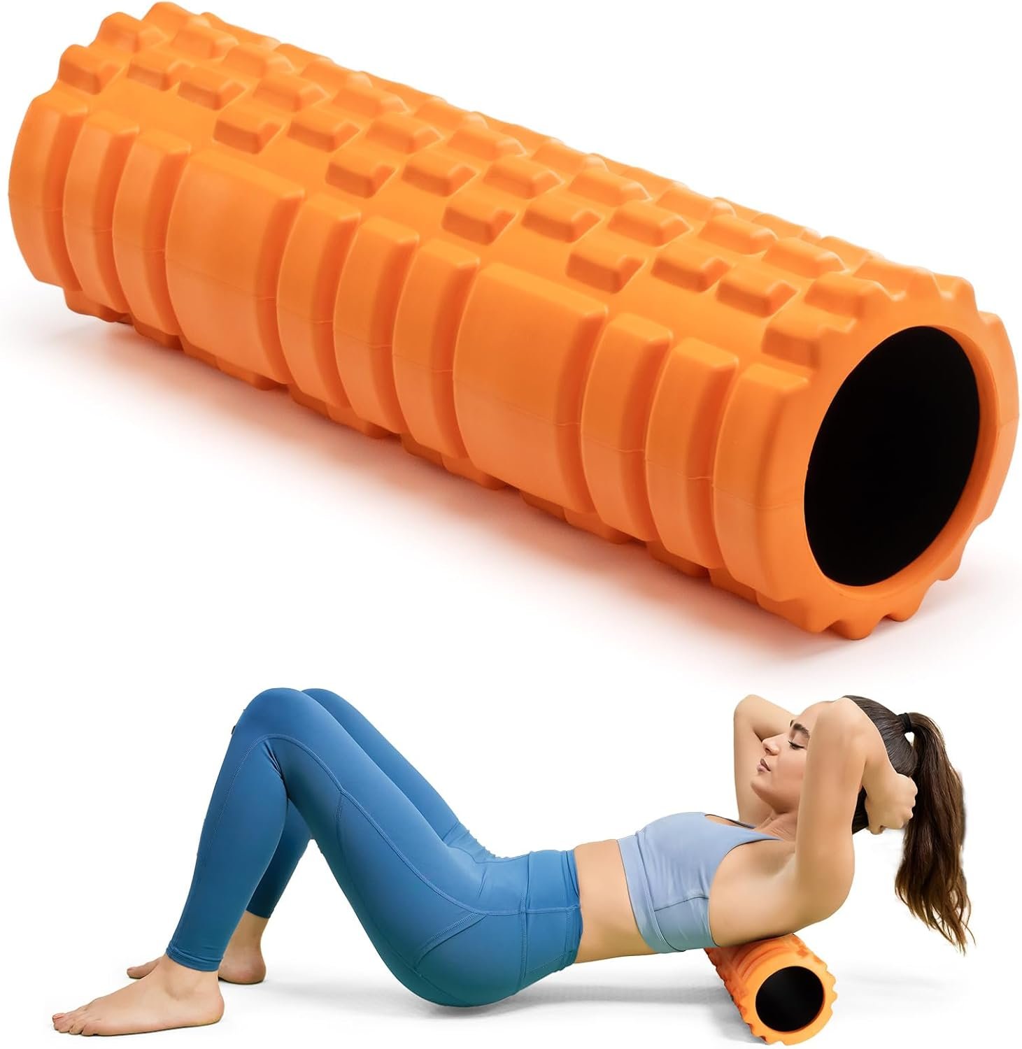 Krightlink Foam Roller High Density 18″ Foam Roller for Deep Tissue Muscle Massage, Trigger Point Fitness Exercise Massage Roller Self-Myofascial Back Roller Release for Whole Body