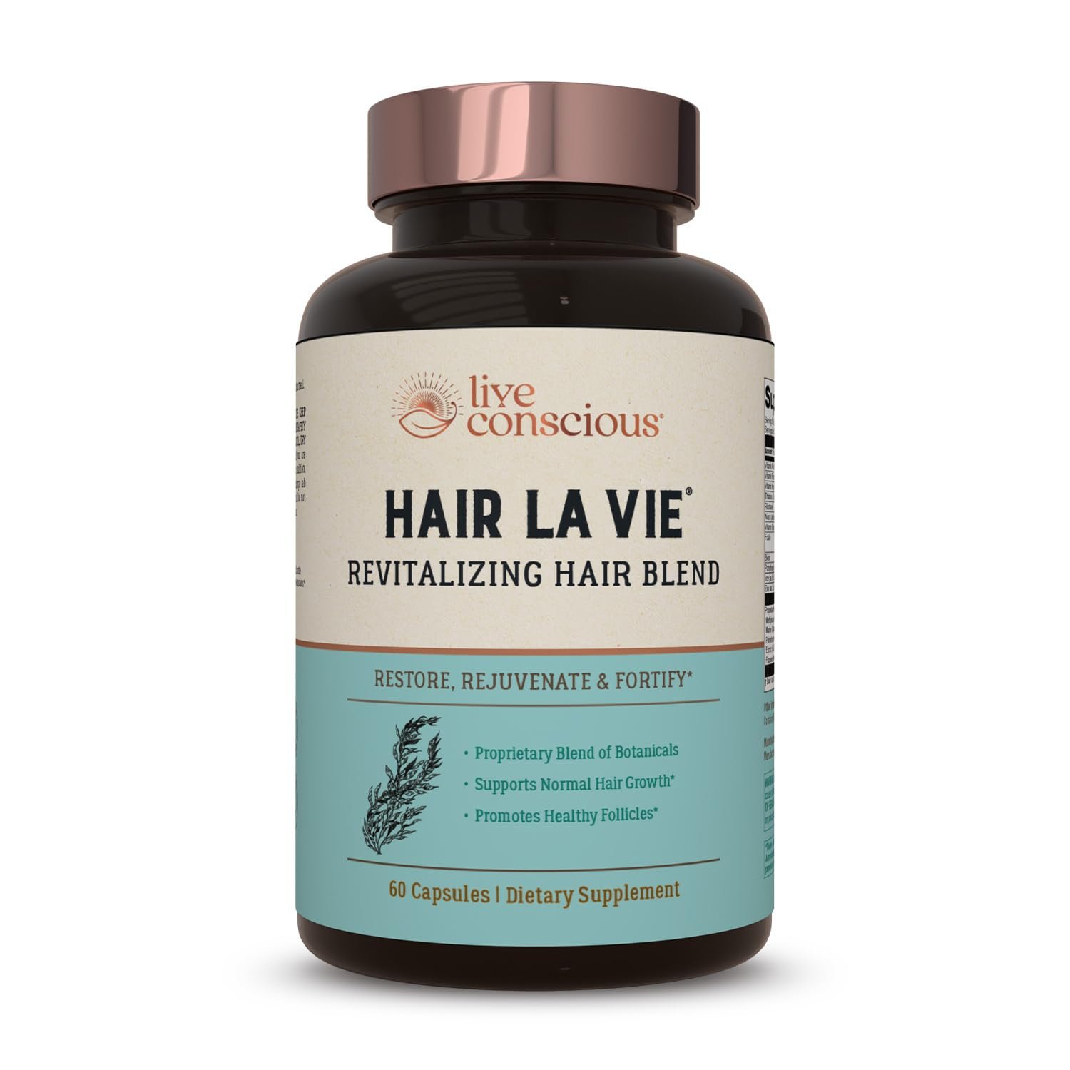 Hair La Vie Live Conscious Revitalizing Blend Hair Growth Vitamins for Women to Support Health of Hair – Supplements w/Biotin, Collagen & Saw Palmetto for Thick, Full Hair – 60 Caps