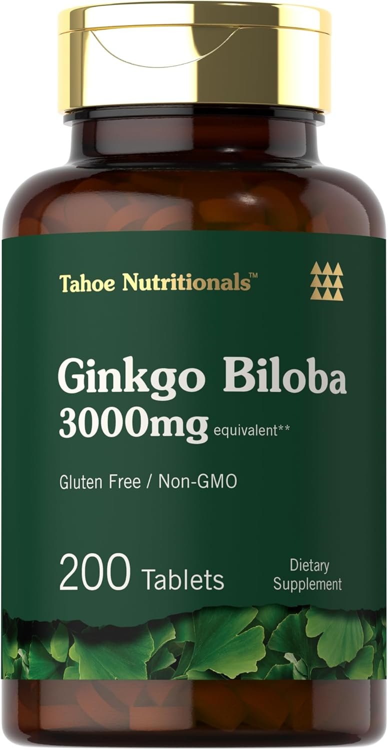 Carlyle Ginkgo Biloba | 200 Vegetarian Tablets | Extra Strength | Non-GMO, Gluten Freen Formula | by Tahoe Nutritionals