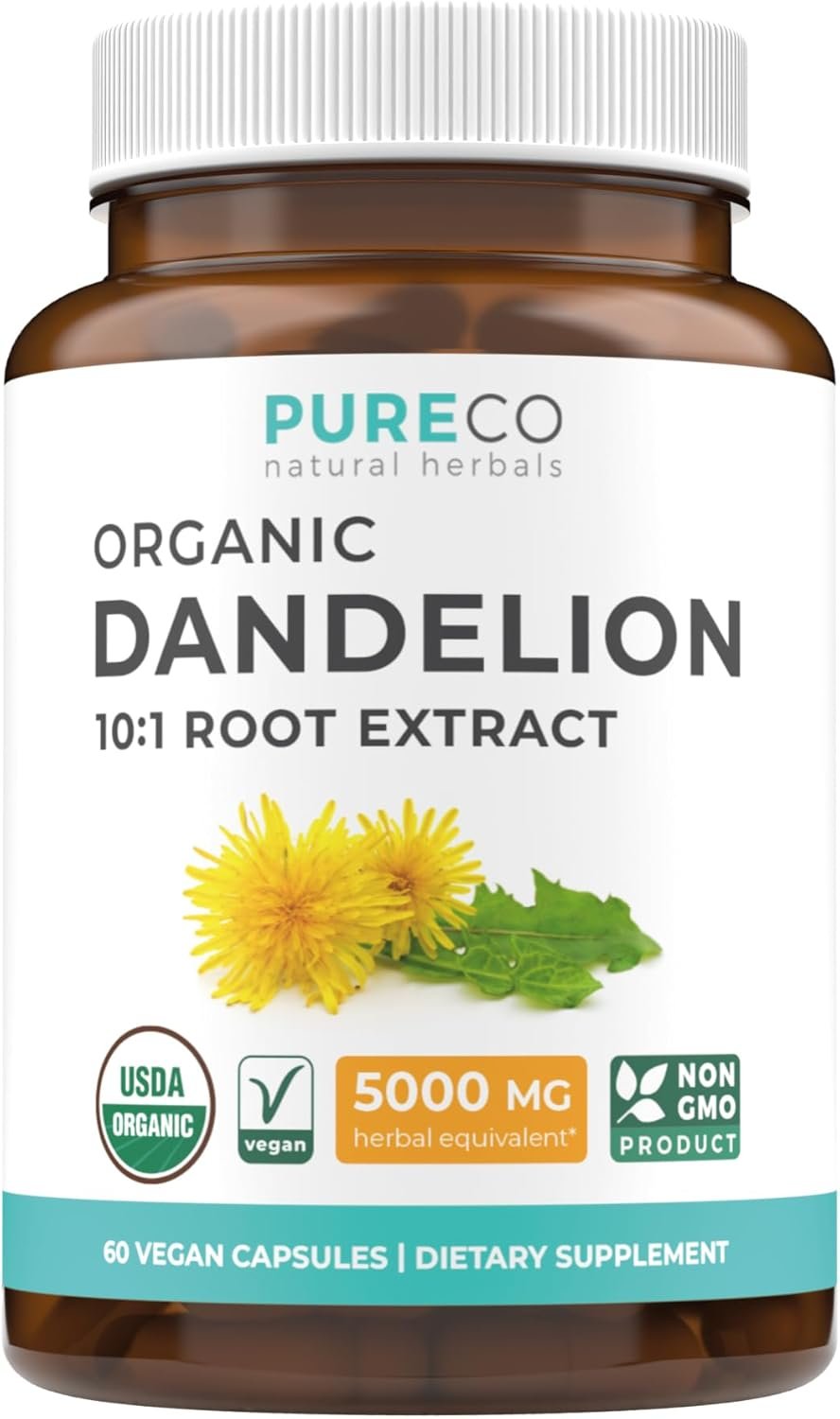 USDA Organic Dandelion Root Extract – High Potency 10:1 Dandelion Root Supplement with 5000mg Herbal Equivalent Strength for Liver Cleanse Detox & Repair Support – Vegan & Non-GMO (2 Month Supply)