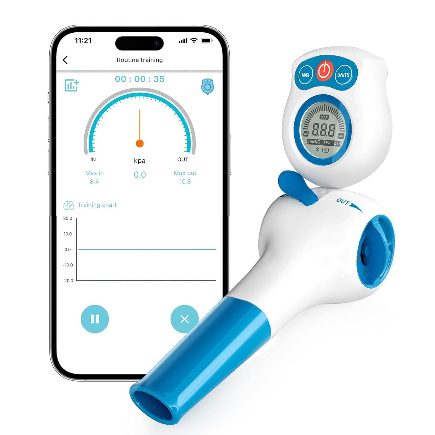 Sonmol Digital Breathing Exercise Device for Lungs | Lung Trainer for Respiratory Muscle Training | Breathing Trainer for Better Breath | Lung Exerciser Device Mobile App Included