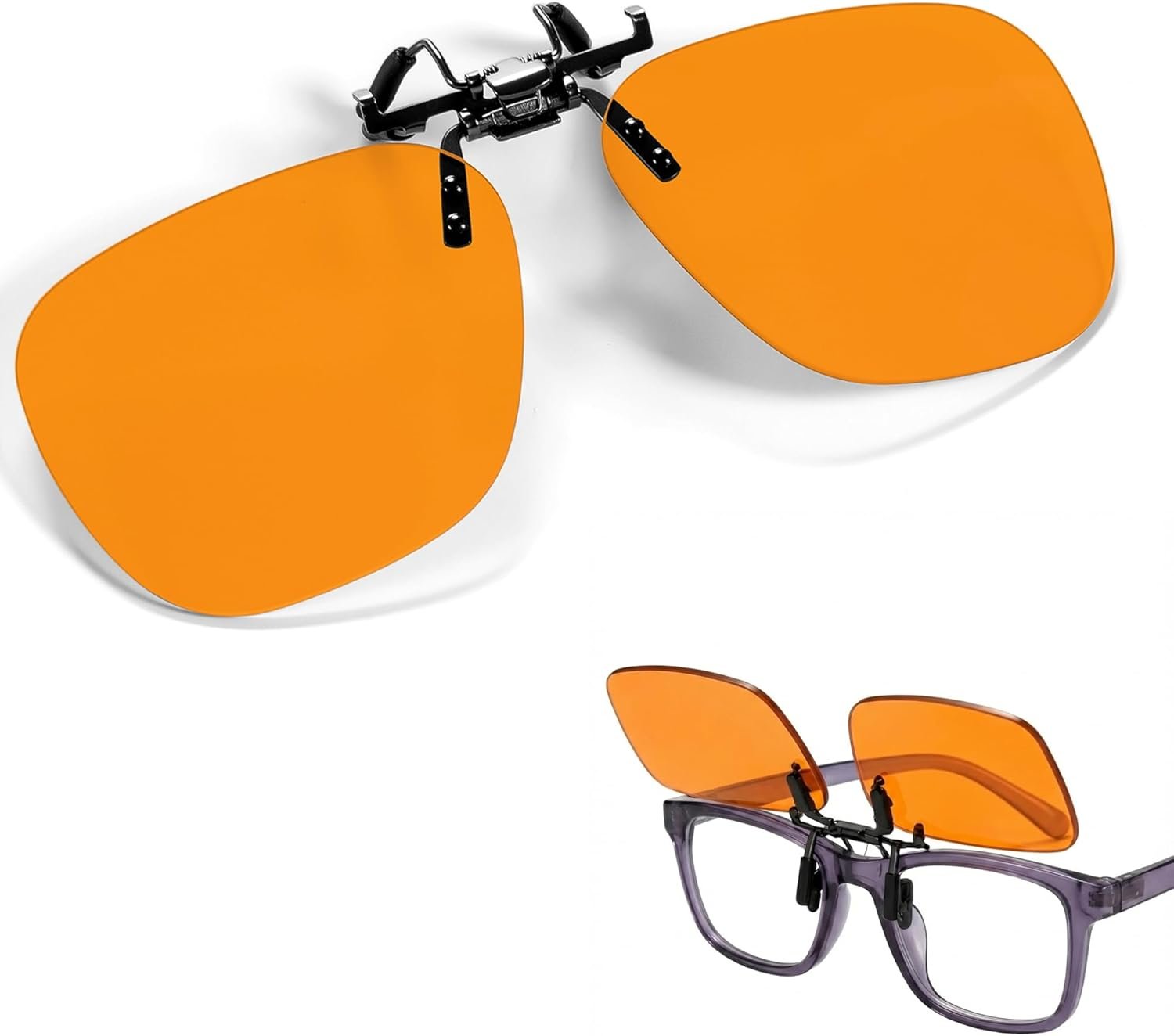 Clip On Blue Light Blocking Glasses for Men Women, Flip-Up Design to Wear Over Prescription Glasses for Computer Gaming, Anti UV Blue Light Filter Relieve Eye Strain & Improve Sleep