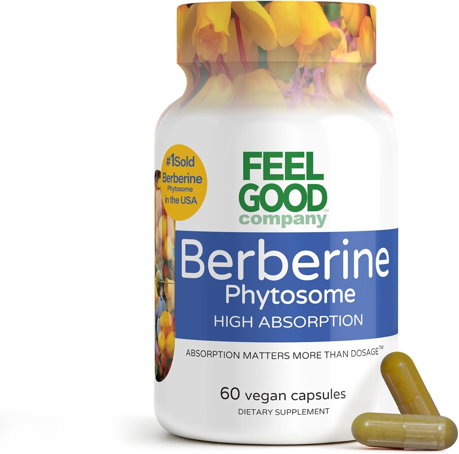 Feelgood Company – Berberine – High Absorption – 2200mg Equivalent – Herbal Supplement – Lower Blood Glucose – Helps Cholesterol – 60 Capsules