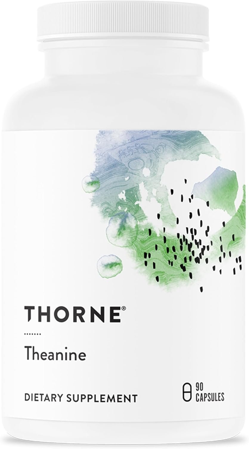 THORNE – Theanine – 200 mg of L-Theanine – Supports a Healthy Stress Response, Relaxation, Focus, Memory & Positive Mood – Increases Brain Alpha-Wave Production* – Third-Party Certified – 90 Capsules