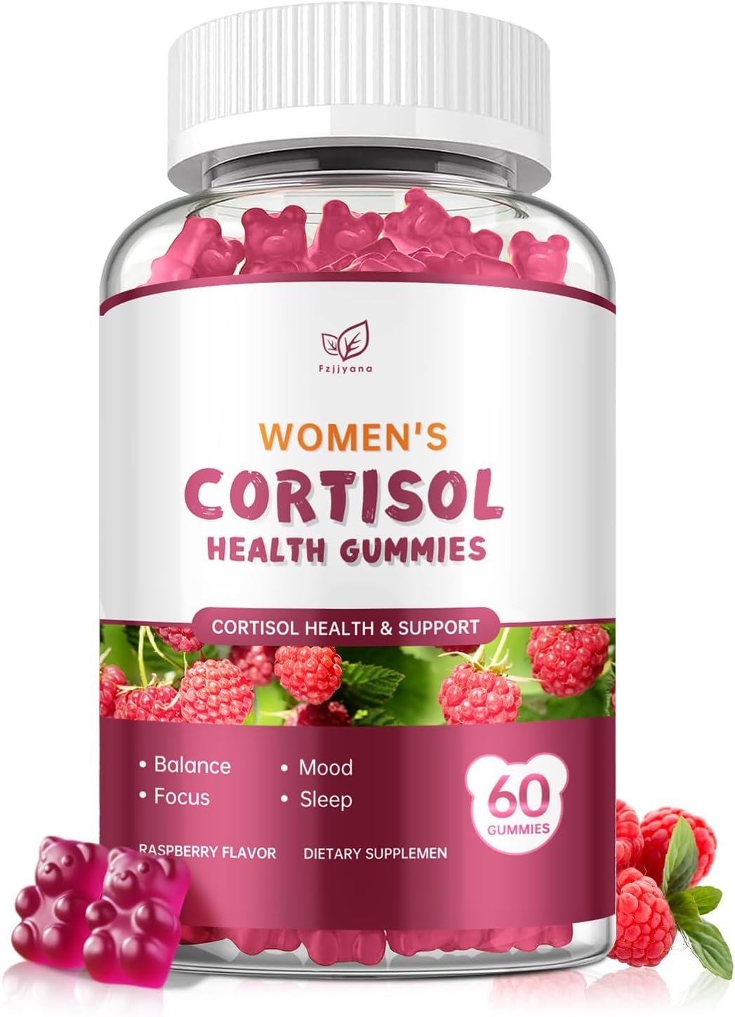 Cortisol Supplement for Women,cortisol manager Gummies,with rhodiola rosea,l-theanine,Phosphatidylserine,magnesium ashwagandha – Emotional support, adrenal balance, sleep, raspberry flavor, 60 Count