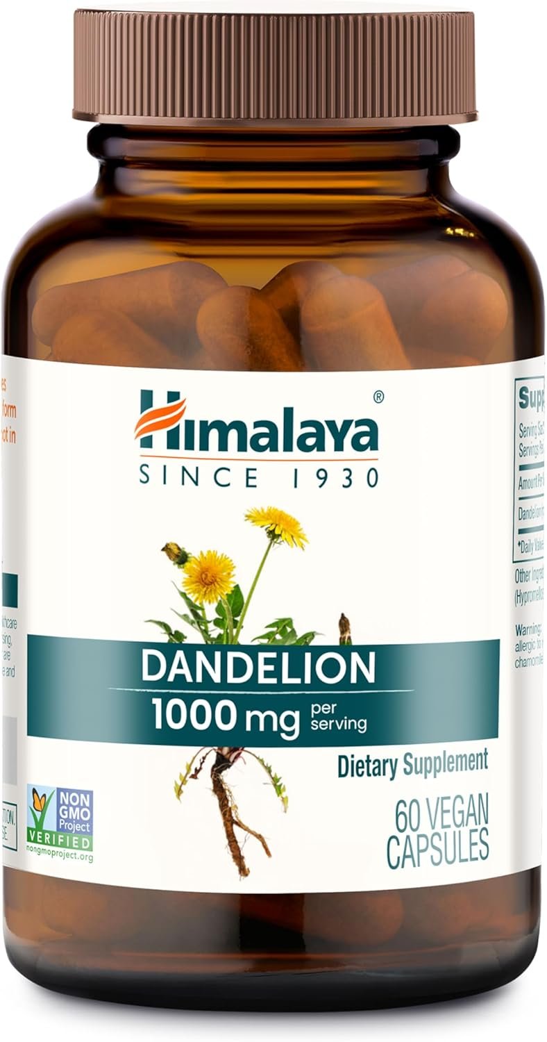 Himalaya Dandelion – Dandelion Root Supplement Supporting Daily Wellness and Health – Vegan, Gluten Free, 1000 mg, 60 Capsules