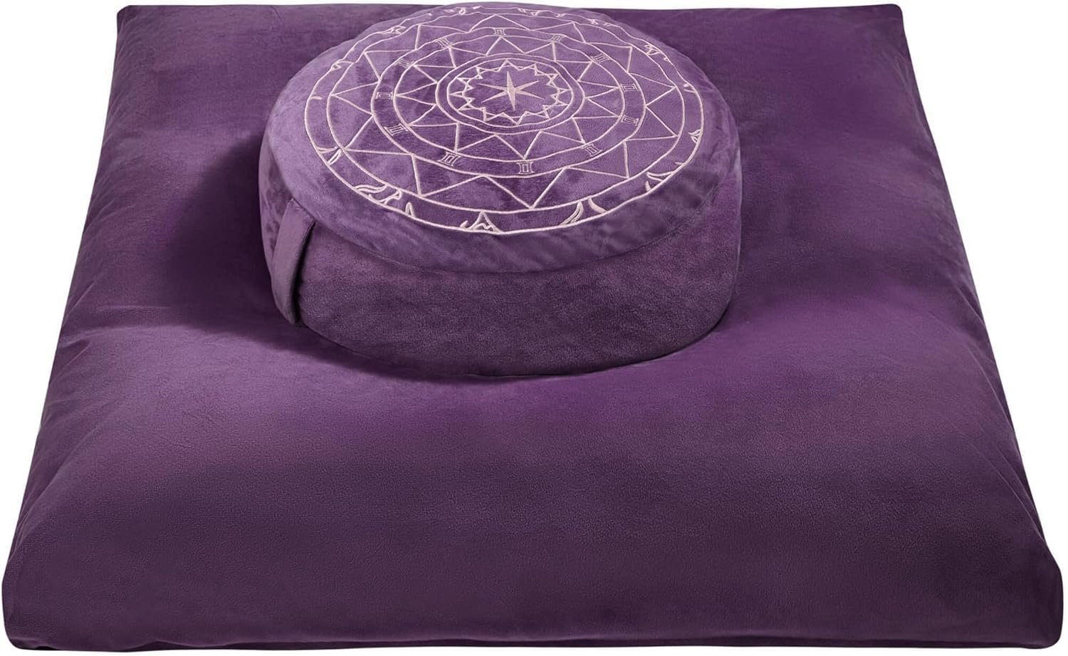 Zafu & Zabuton Meditation Cushion Set – Buckwheat Hull & Memory Foam Pillows, Ergonomic Support for Yoga, Mindfulness – Organic Velvet Cover, Large Size, Durable Comfort (Purple)