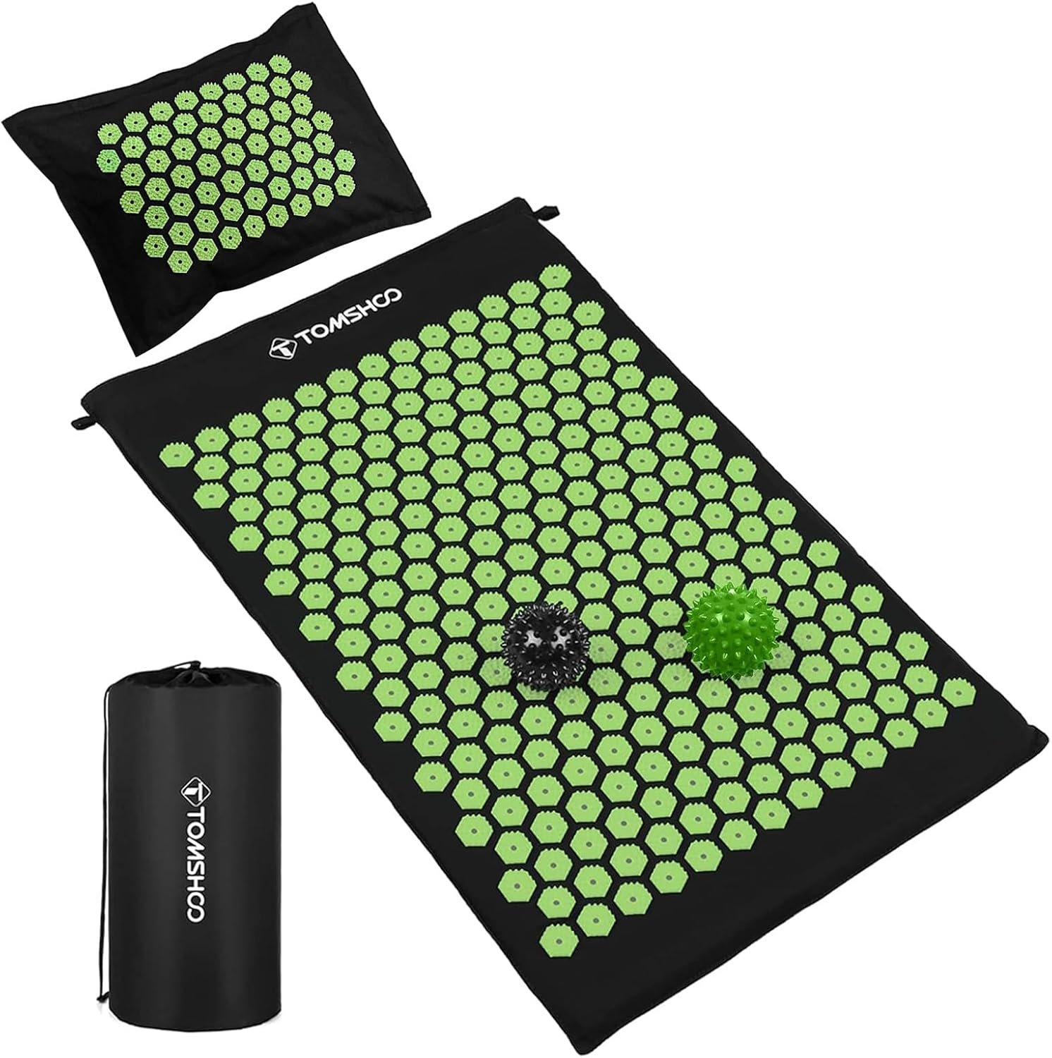 Acupressure Mat and Pillow Set with Massage Ball Full Body Pain Foot Acupressure Mat Neck Pillow for Back Neck Shoulder Pain Suitable for Men and Women