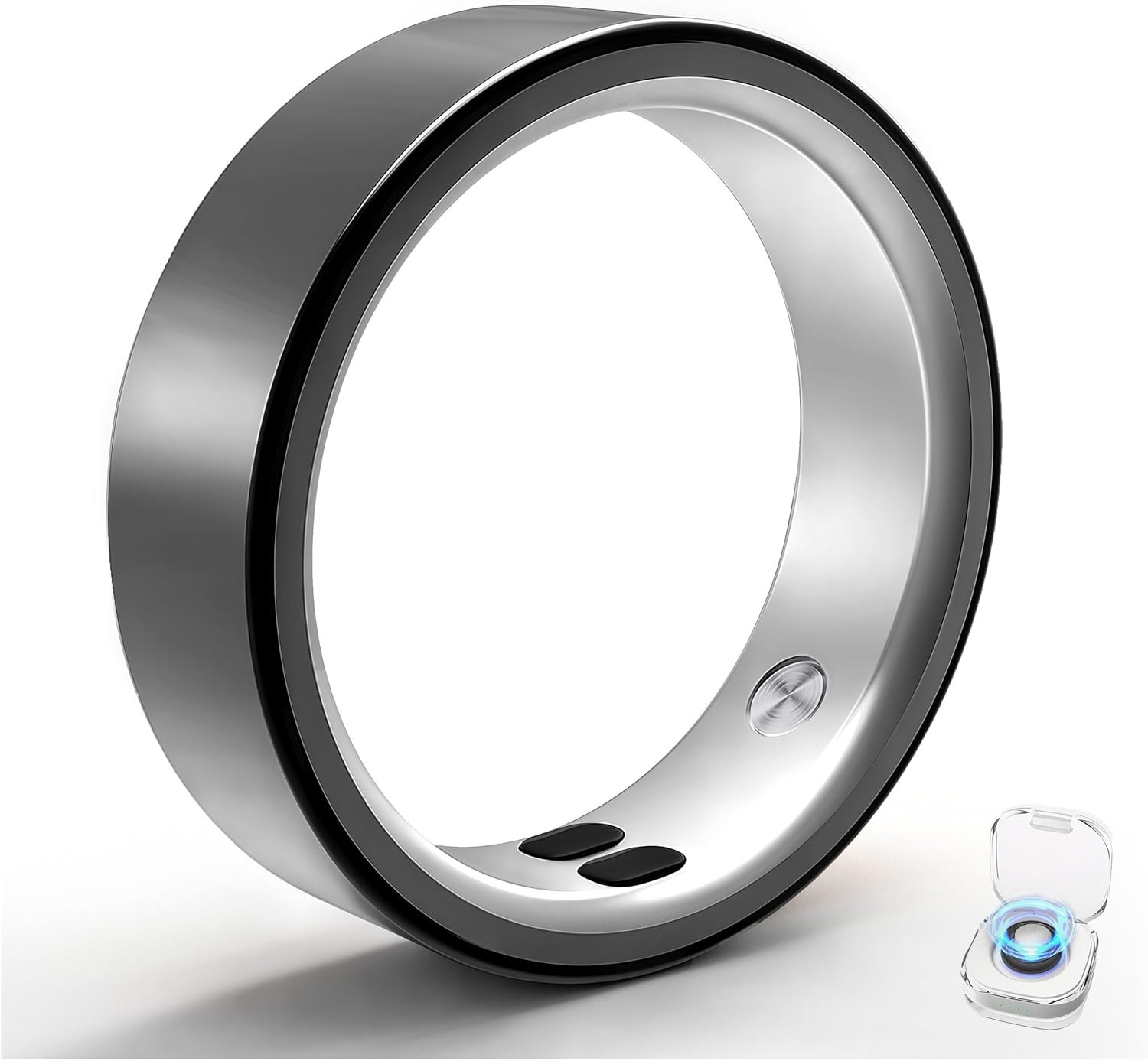 Smart Ring for Women Men,Sleep Tracking Wearable,Fitness Tracker Ring with Step/Heart Rate/Blood Oxygen/Distance/Calorie,Clock Vibration,No Subscription Fee,5ATM Waterproof, iOS&Android(Black 6)