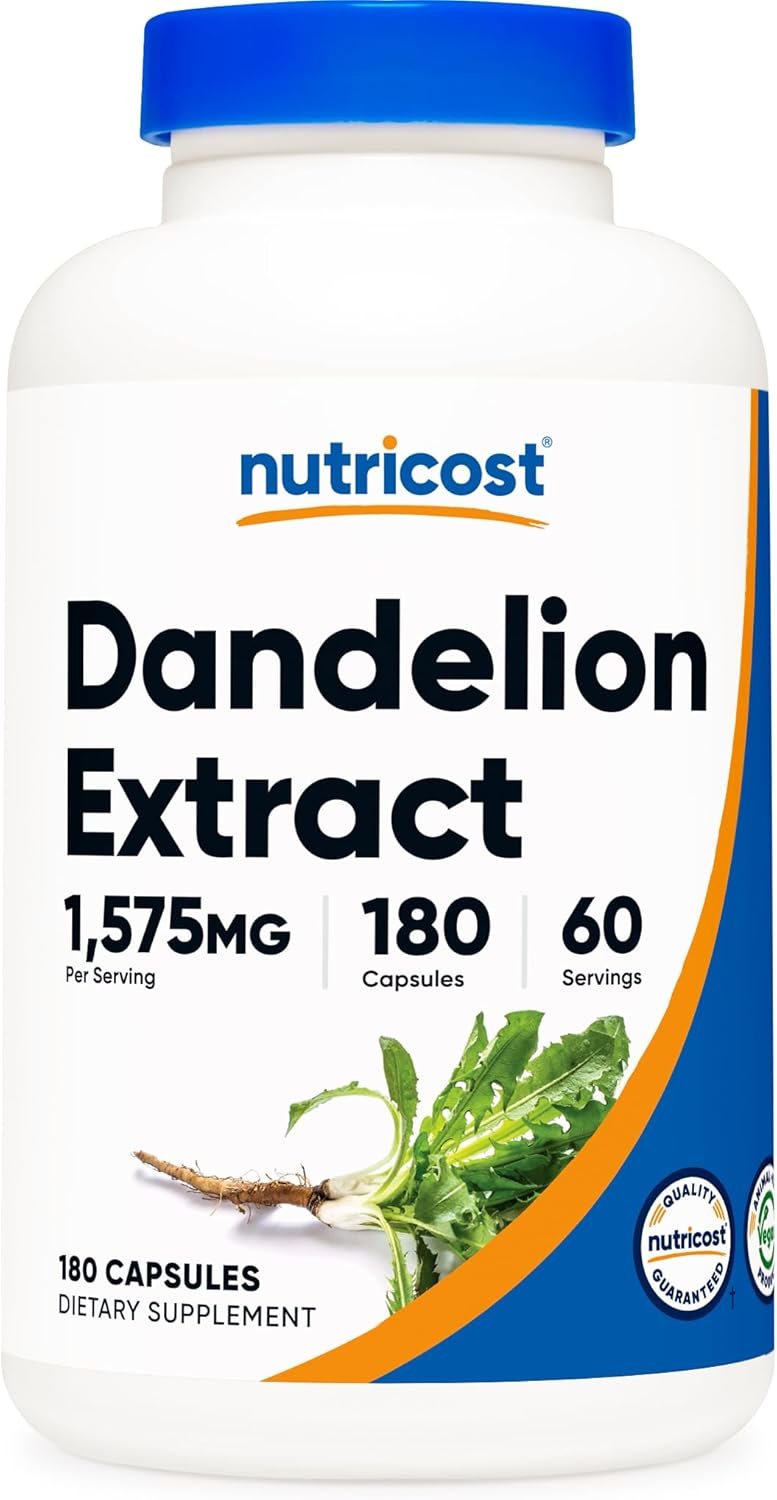 Nutricost Dandelion Extract 180 Capsules for 60 Servings Per Bottle – Vegan, GMO Free and Gluten Free