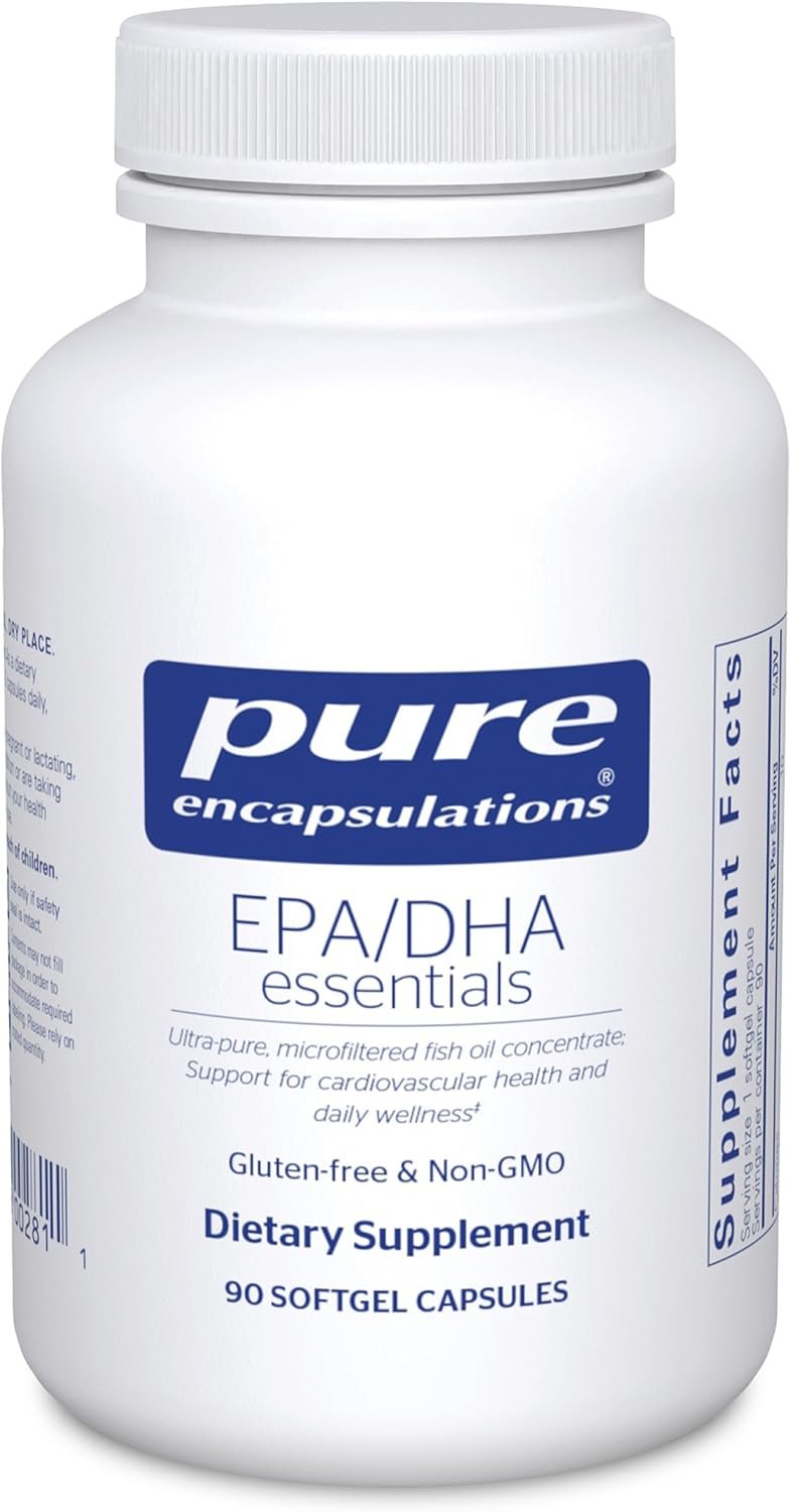 Pure Encapsulations EPA/DHA Essentials – Fish Oil Concentrate Supplement to Support Cardiovascular Health – Premium EPA & DHA Supplement with Omega 3-90 Softgel Capsules