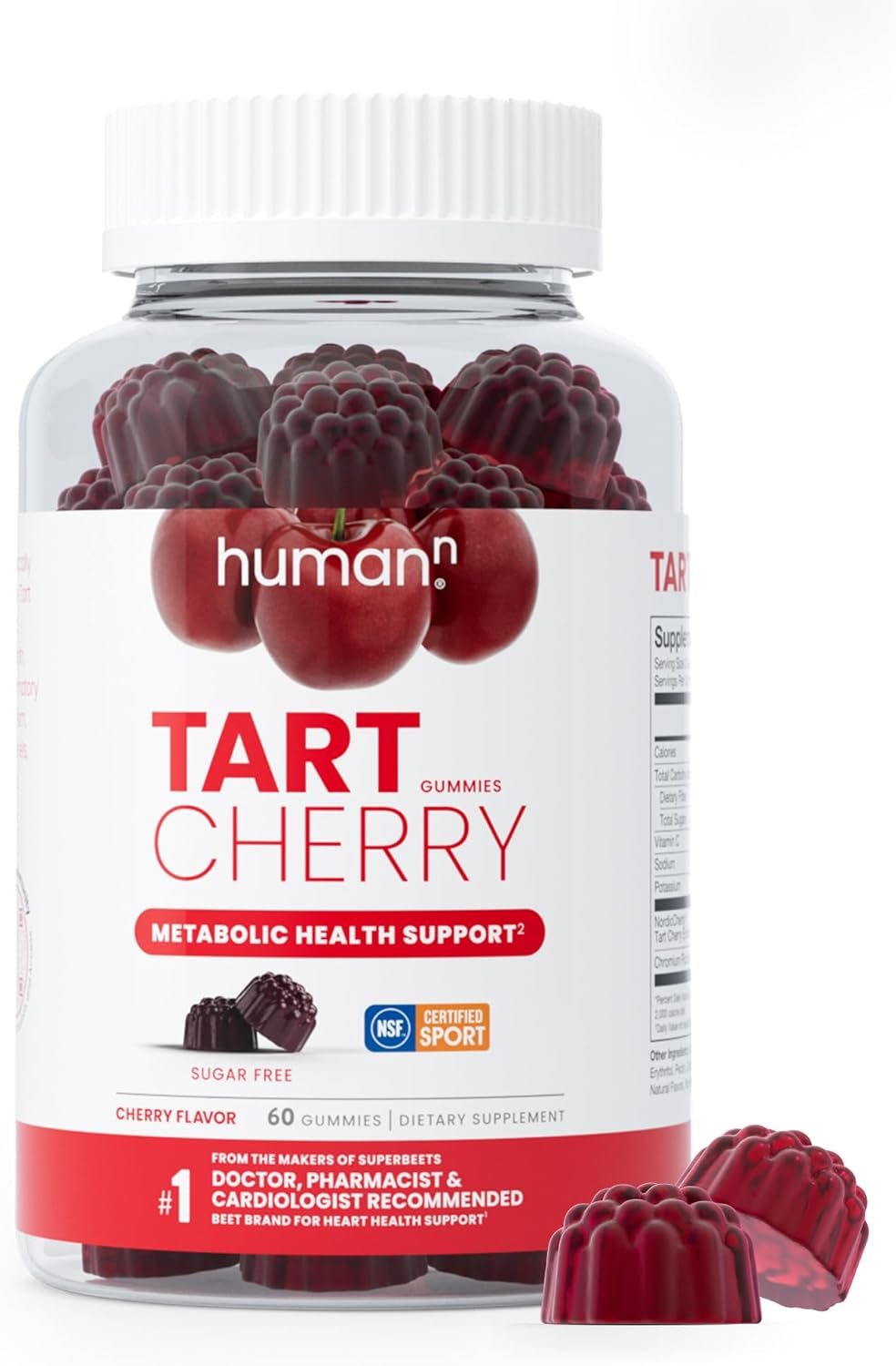 Humann Tart Cherry Gummies – Uric Acid, Immunity, Inflammation & Metabolic Health Support – NSF Certified Sport, Powerful Antioxidant & Non-GMO – from Maker of SuperBeets – 60 Sugar-Free Vegan Gummy