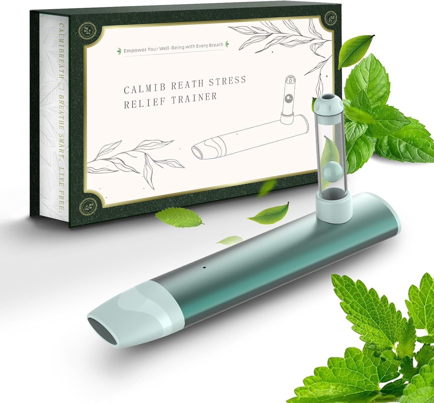 Natural Breathing Exerciser Trainer for Anxiety Relief, Mindfulness, and Sleep – Slow Exhale Calming Tool for Kids and Adults(Fresh Green)