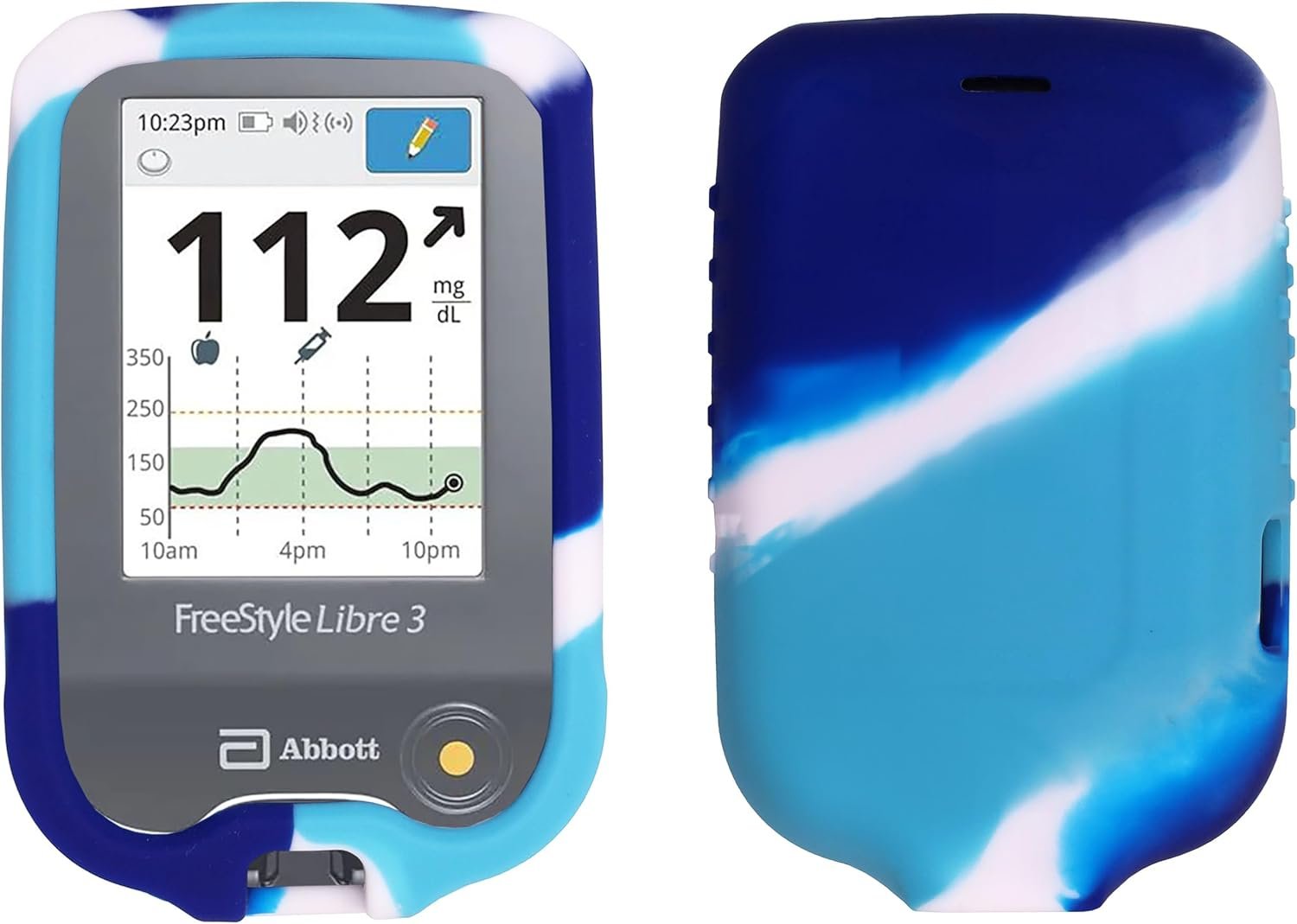 Premium Silicone Protective Cover Set (Screen Protector + Lanyard + Lanyard Patch) for Freestyle Libre 3 / Freestyle Libre 2/14 Day (Continuous Glucose Monitor) (Blue Mix)
