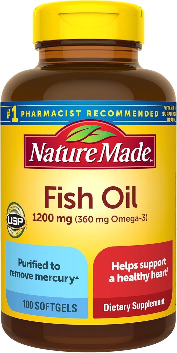 Fish Oil 1200mg, 100 Softgels, Fish Oil Omega 3 Supplement For Heart Health