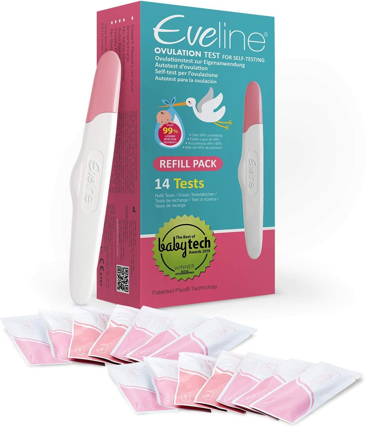 Eveline Digital Ovulation Test – Refill Pack for Easy at Home Ovulation Predictor Kit, 14 Ovulation Test Strips (No Smart Scanner), Digital Results Powered by Eveline App with Predictor Kit