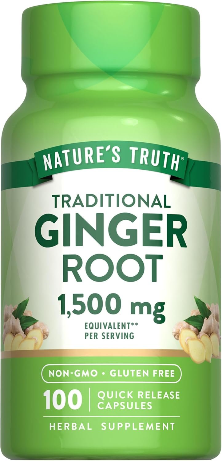 Nature’s Truth Ginger Root Capsules | 100 Count | from Ginger Root Extract | Non-GMO and Gluten Free Supplement