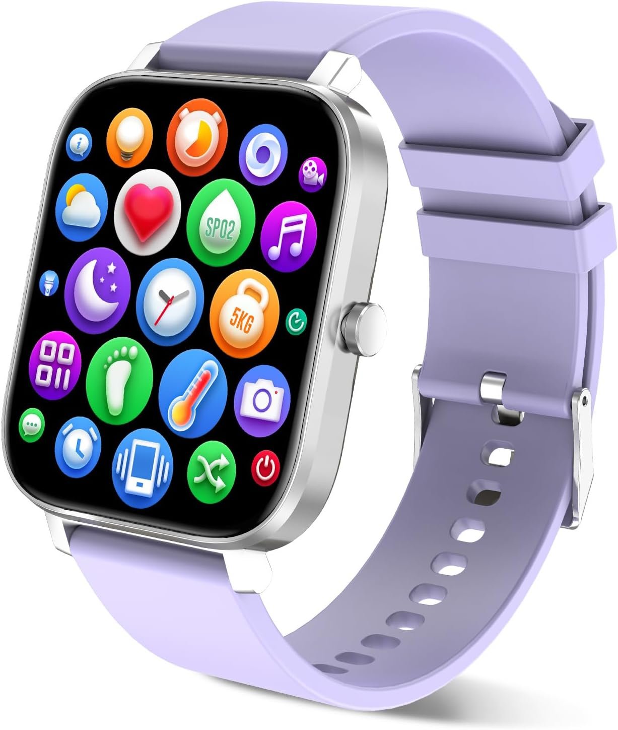 TORJALPH Smart Watch for Men Women Compatible with iPhone Samsung Android Phone 1.69 inch Full Touch Screen IP68 Waterproof Bluetooh Fitness Tracker Heart Rate/Sleep Monitor (Light Purple)
