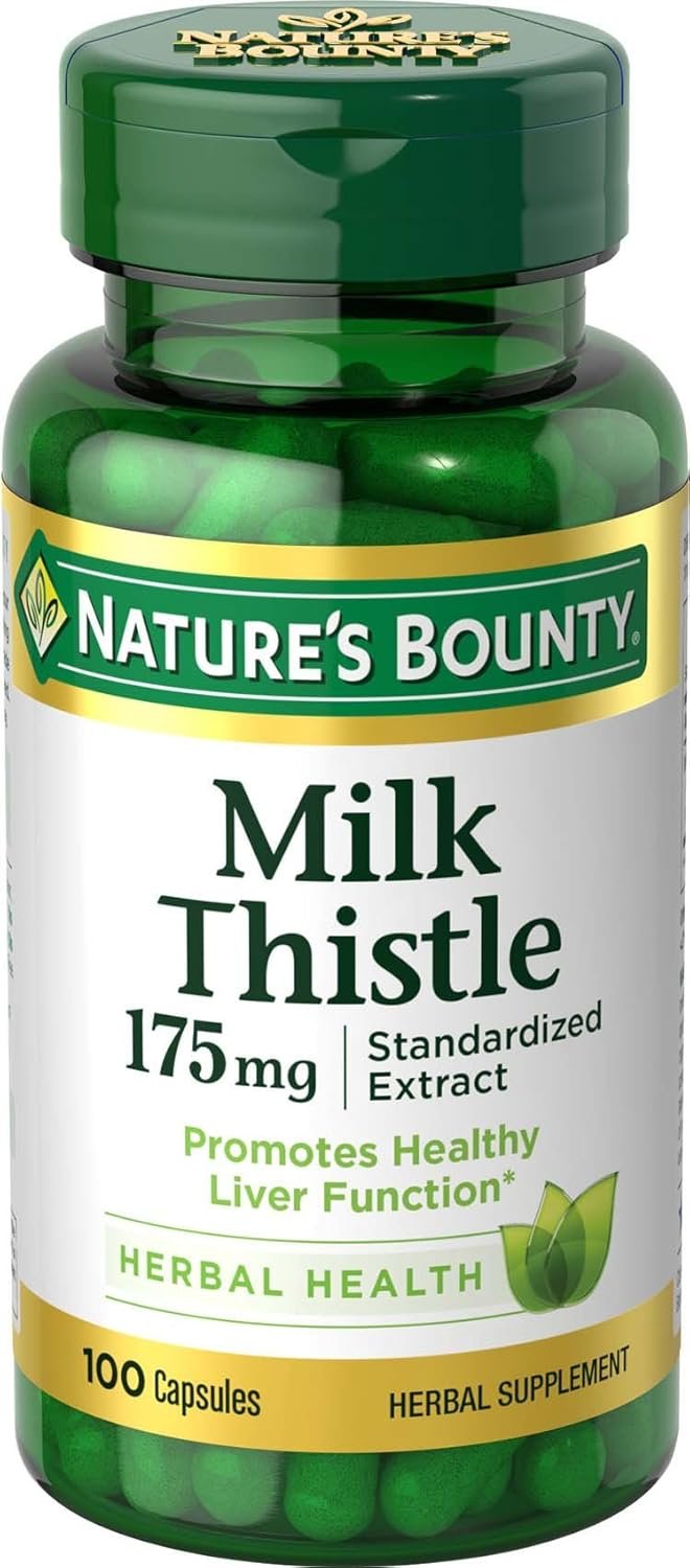 Nature’s Bounty Milk Thistle, Herbal Health Supplement, Supports Liver Health, 175mg, 100 Softgels