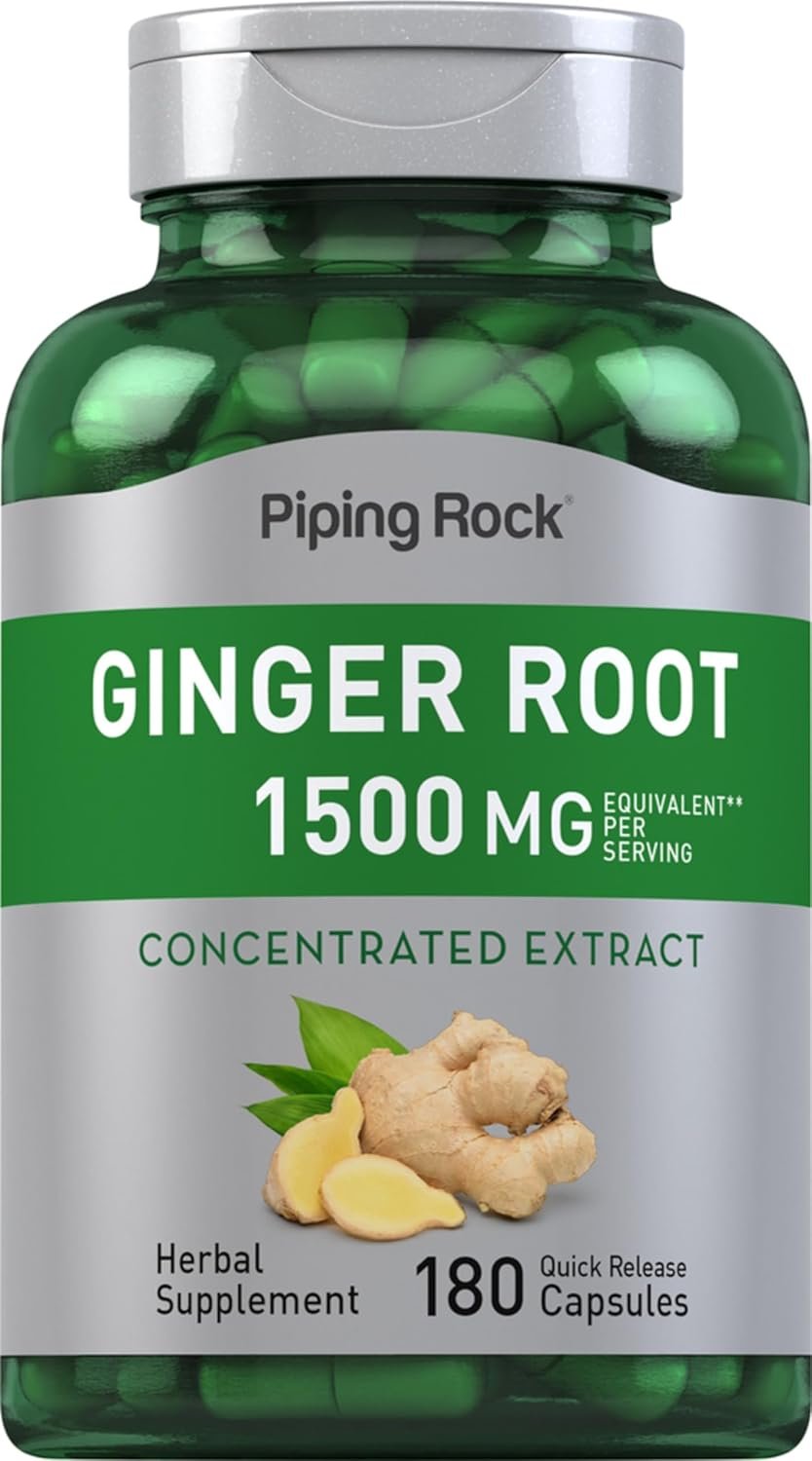 Piping Rock Ginger Root Extract Supplement | 180 Powder Capsules | Non-GMO & Gluten Free Formula