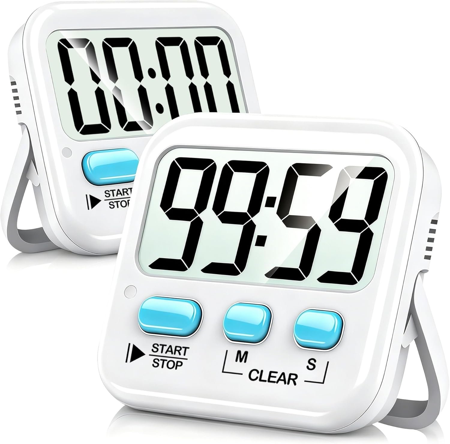 Antonki 2 Pack Digital Timer for Kids, Magnetic Countdown Kitchen Timers for Cooking, Egg, Classroom, Teacher, Exercise, Study, Oven – Battery Included