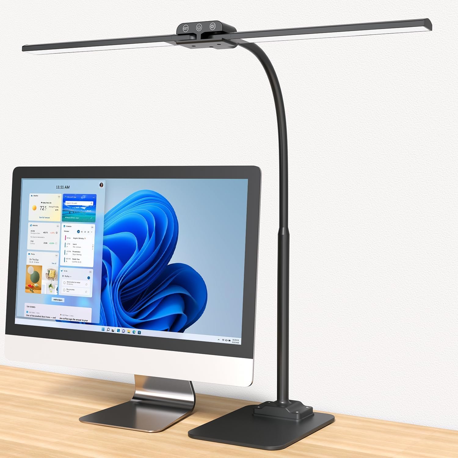 KableRika Desk Lamp Double Light: Bright Led Desk Lights for Home Office – Eye Care Reading Table Lamps with Base – Dimmable Desktop Lighting for Computer Monitor Study Drafting