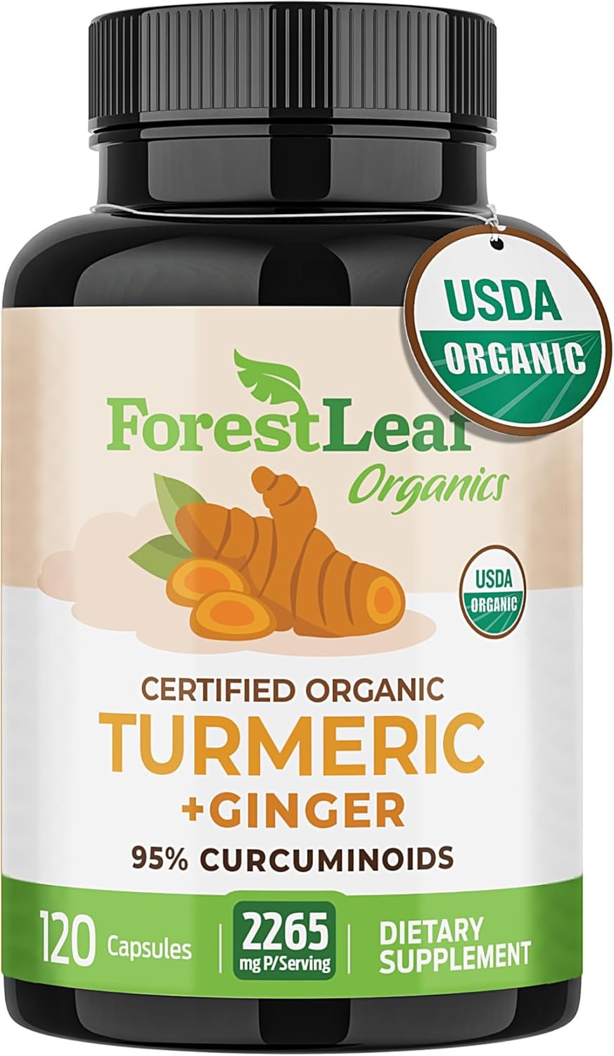 Turmeric Supplement Extra Strength 2265mg – Turmeric Curcumin Supplement w/BioPerine Black Pepper – Tumeric and Ginger Supplements, 95% Curcuminoids, Supports Immune & Joint Health, 120 Caps