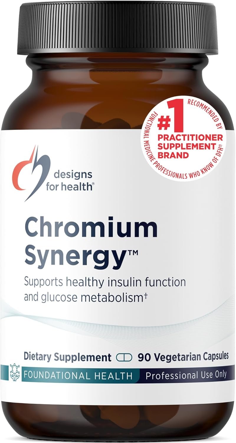 Designs for Health Chromium Synergy – Non-GMO Chromium Nicotinate Glycinate Chelate Supplement with Vanadium, Vitamin D, Manganese, Zinc + Taurine – Cinnamon Powder Base (90 Capsules)
