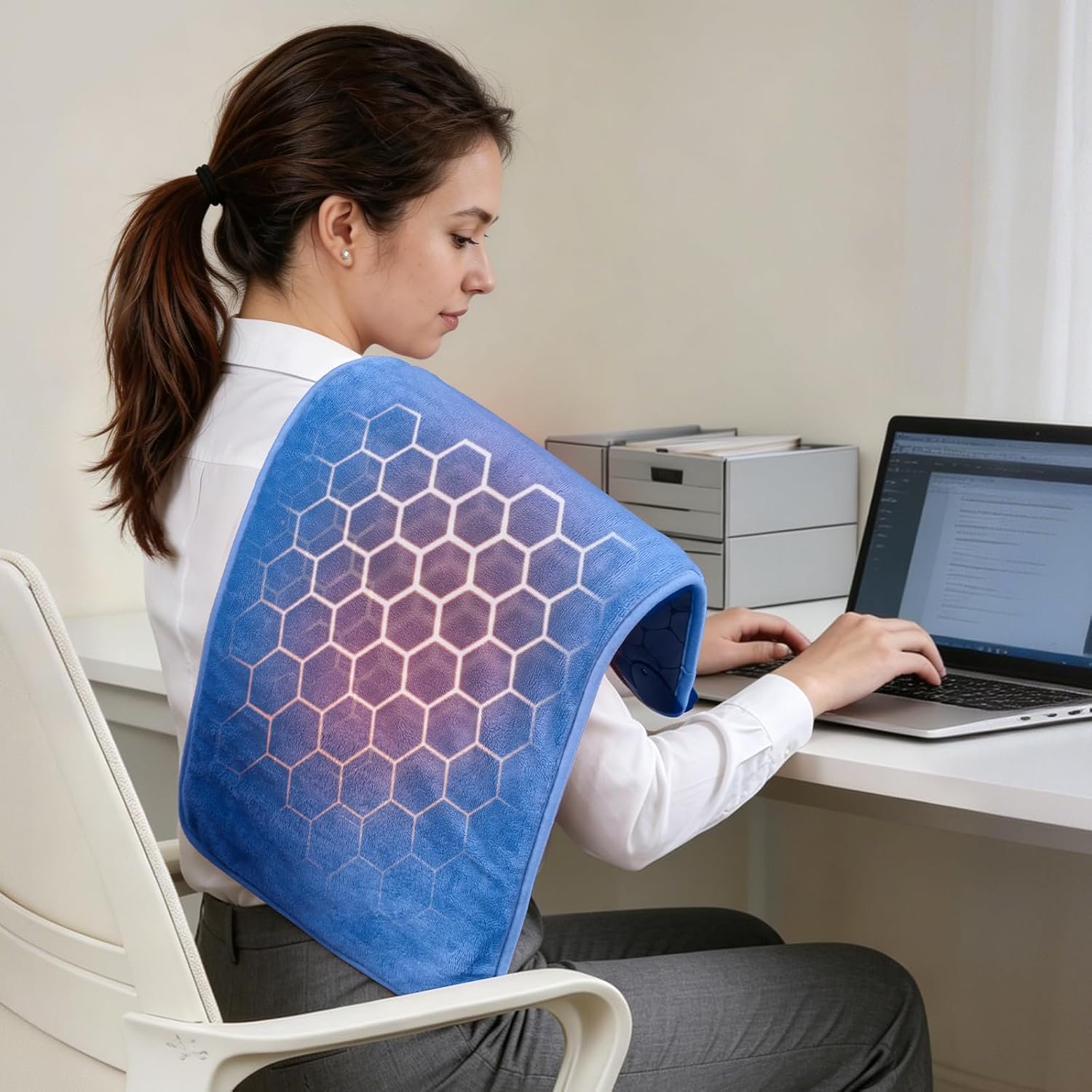 Extra-Hot Heating Pad for Back: 3S Fast Heating & Hottest to 160℉ Deeper Muscles Penetration for Chronic Pain Stiffness – Graphene Warmth for Desk Workers with 4H Auto Shut Off Washable