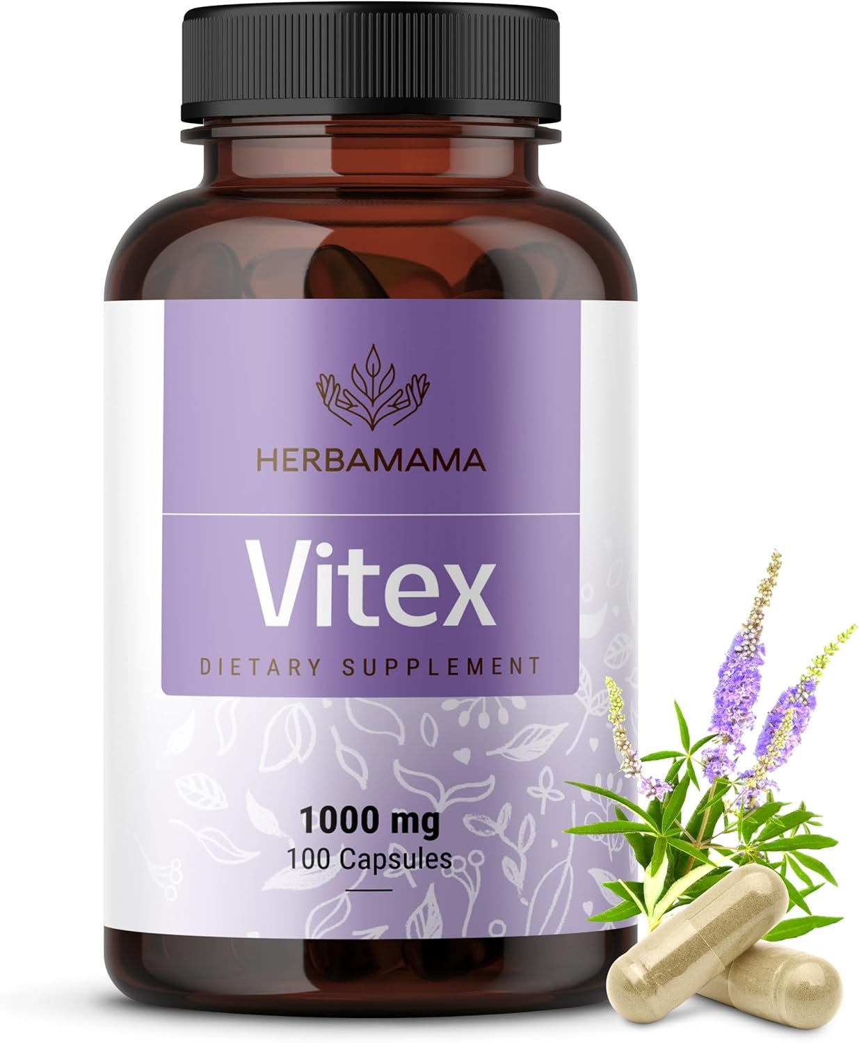 HERBAMAMA Vitex Chasteberry Supplement for Women – Menopause Supplements* for Women with Vitex Berry – 1000 mg Chaste Tree Berry per Serving for Hormone Balance & Cycle Support* – 50-Day Supply