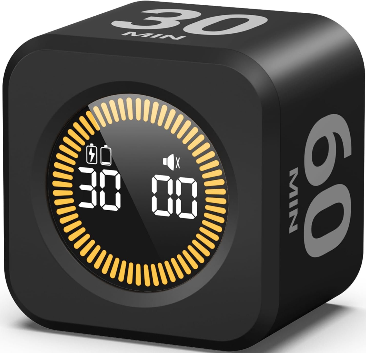 KADAMS Pomodoro Timer – Visual Cube with 5/10/30/60 Min Presets, LED Countdown Ring & Count Up Mode, Silent Flip Productivity Timer for Study, Classroom, Office, Cooking