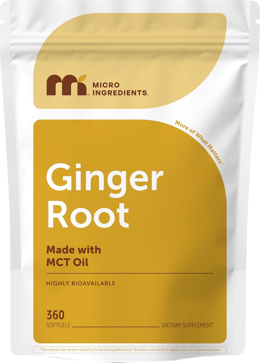 Micro Ingredients Ginger Root with MCT Oil, 360 Softgels | Fresh Ginger Root Extract | Herbal Supplements for Women & Men | Non-GMO, Gluten Free, Soy Free