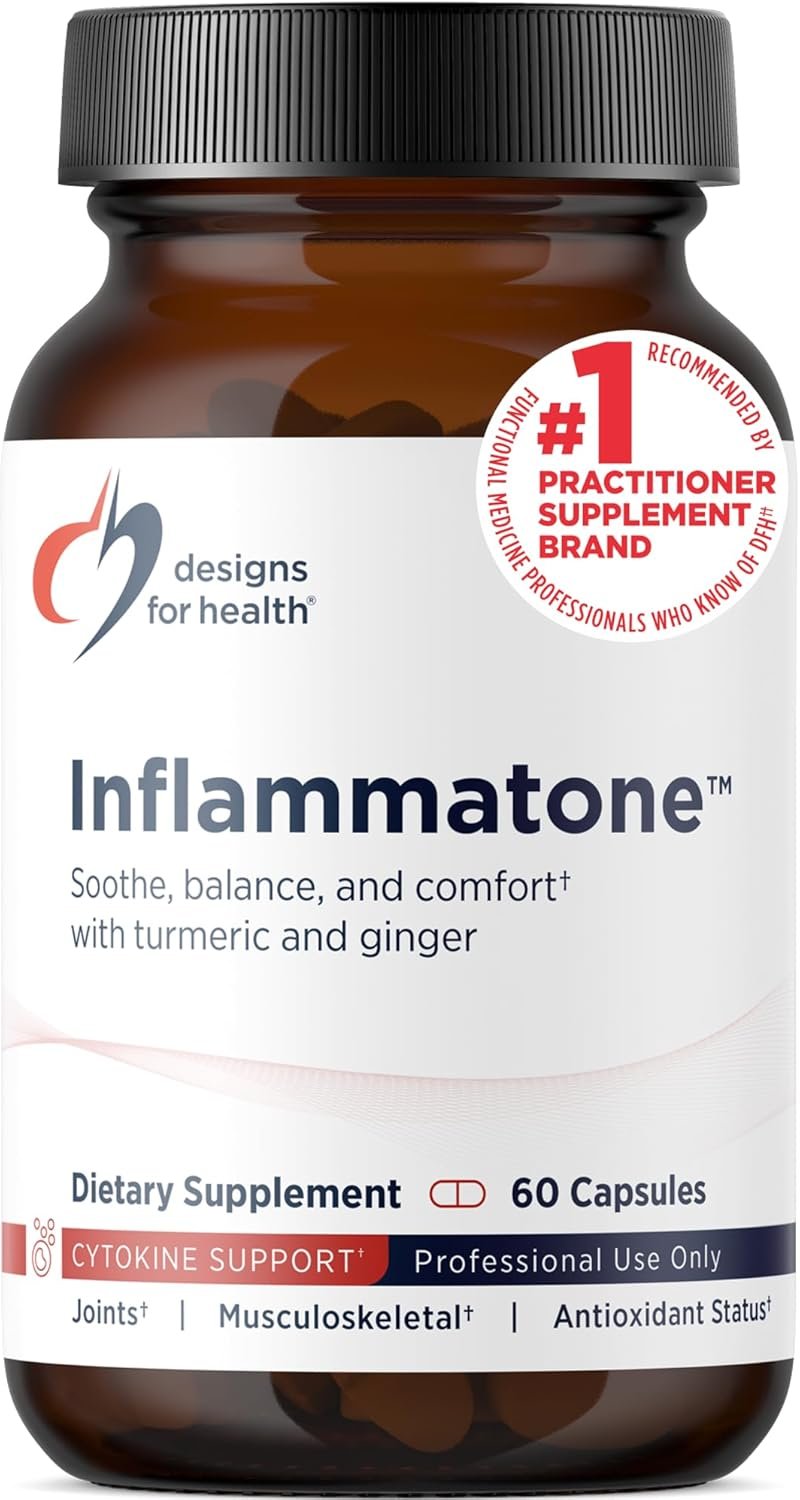 Designs for Health Inflammatone – Turmeric Supplements with Proteolytic Enzymes, Boswellia, Quercetin & Resveratrol (60 Capsules)