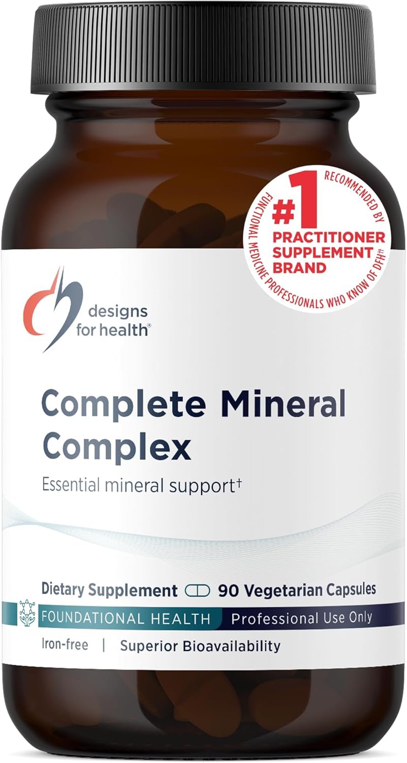 Designs for Health Complete Mineral Complex – Essential + Trace Minerals Supplement with Magnesium Malate, Chromium, Zinc + More – Iron-Free Multi Minerals Blend – Vegan + Gluten Free (90 Capsules)