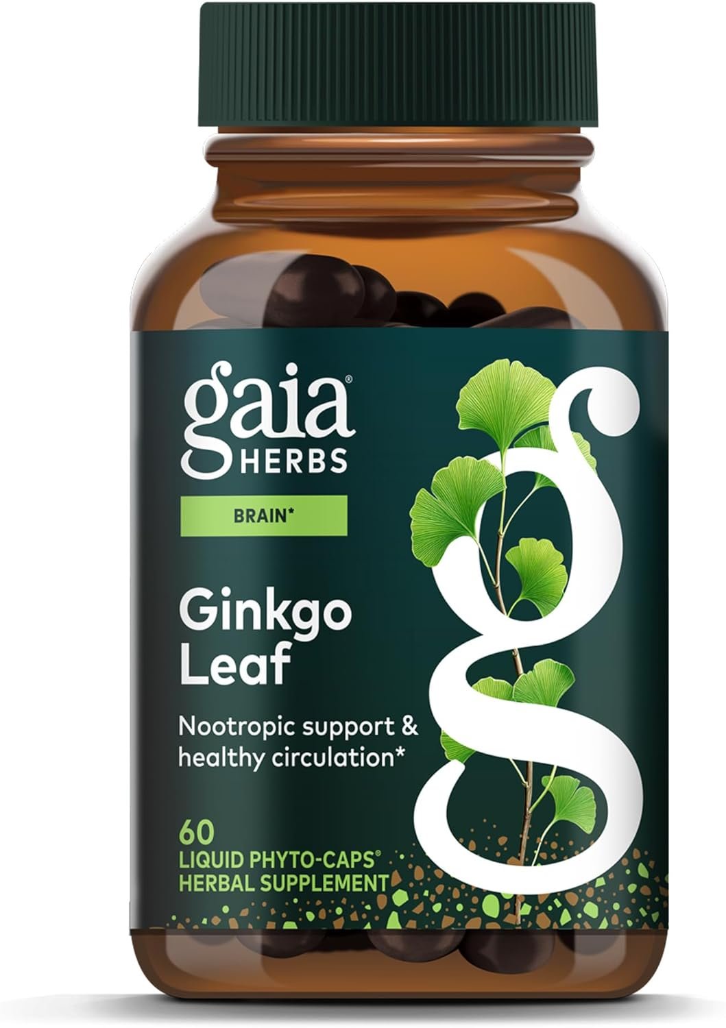 Gaia Herbs Ginkgo Leaf – Traditionally Used to Support Healthy Circulation & Brain Function* – Herbal Supplement – 60 Vegan Liquid Phyto-Caps (30 Servings)
