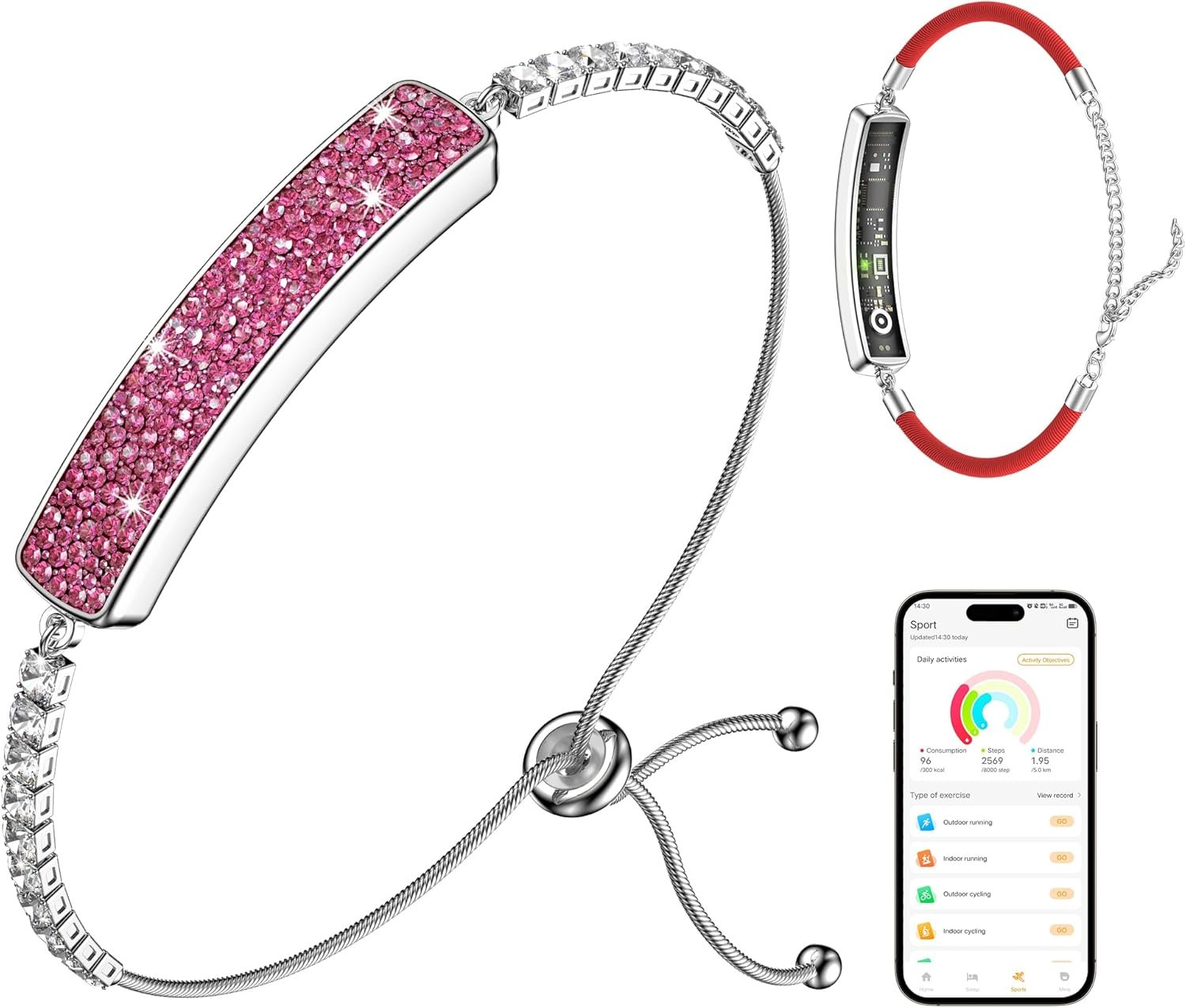 Smart Bracelet for Women, Health Activity Fitness Trackers, 24/7 Heart Rate, HRV, Blood Oxygen & Stress Monitor, 24H Sleep Tracker, Free APP for iOS & Android, Pink