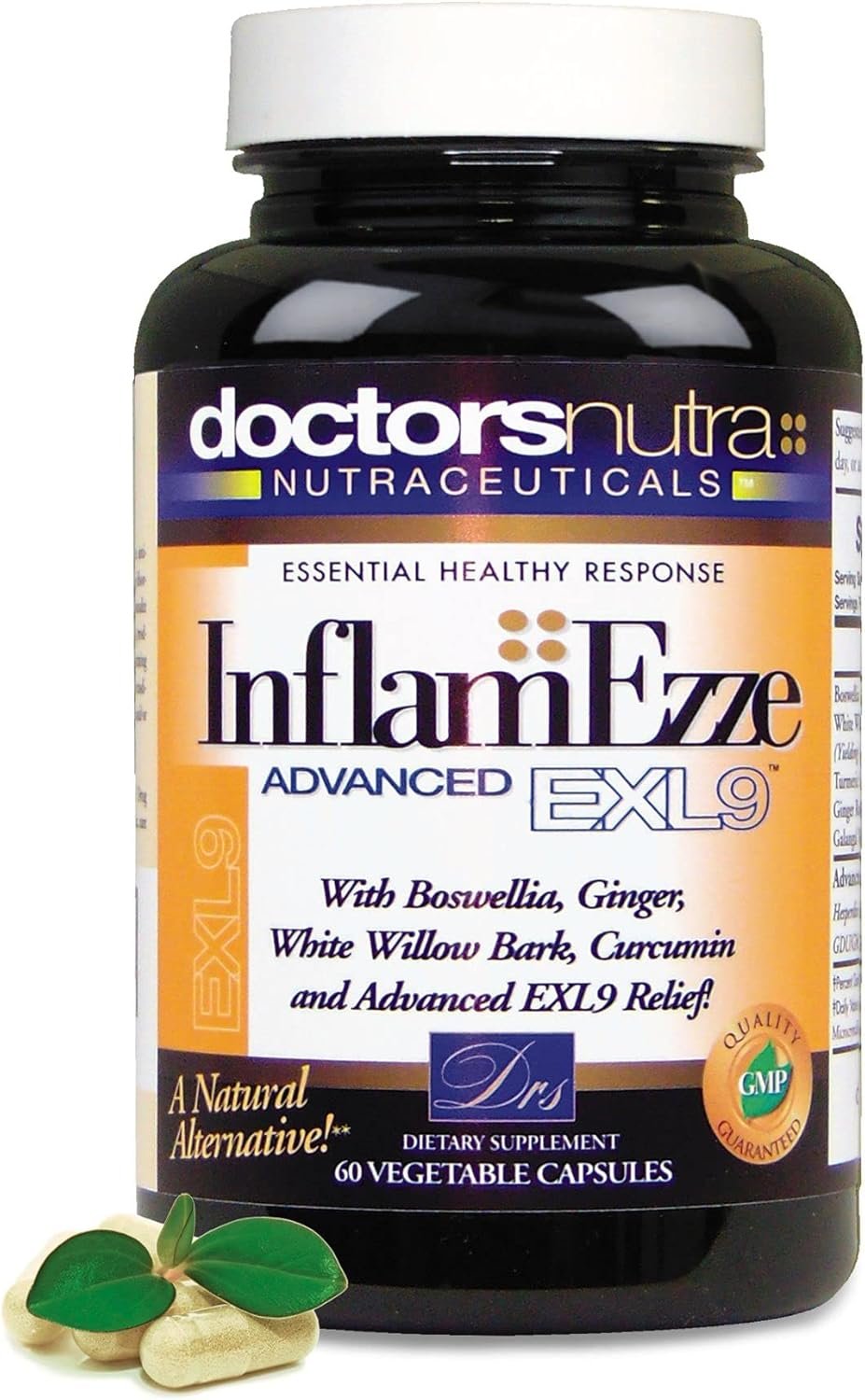 InflamEzze – Turmeric, Curcumin, Ginger Supplement – Gluten-Free, 60 Capsules
