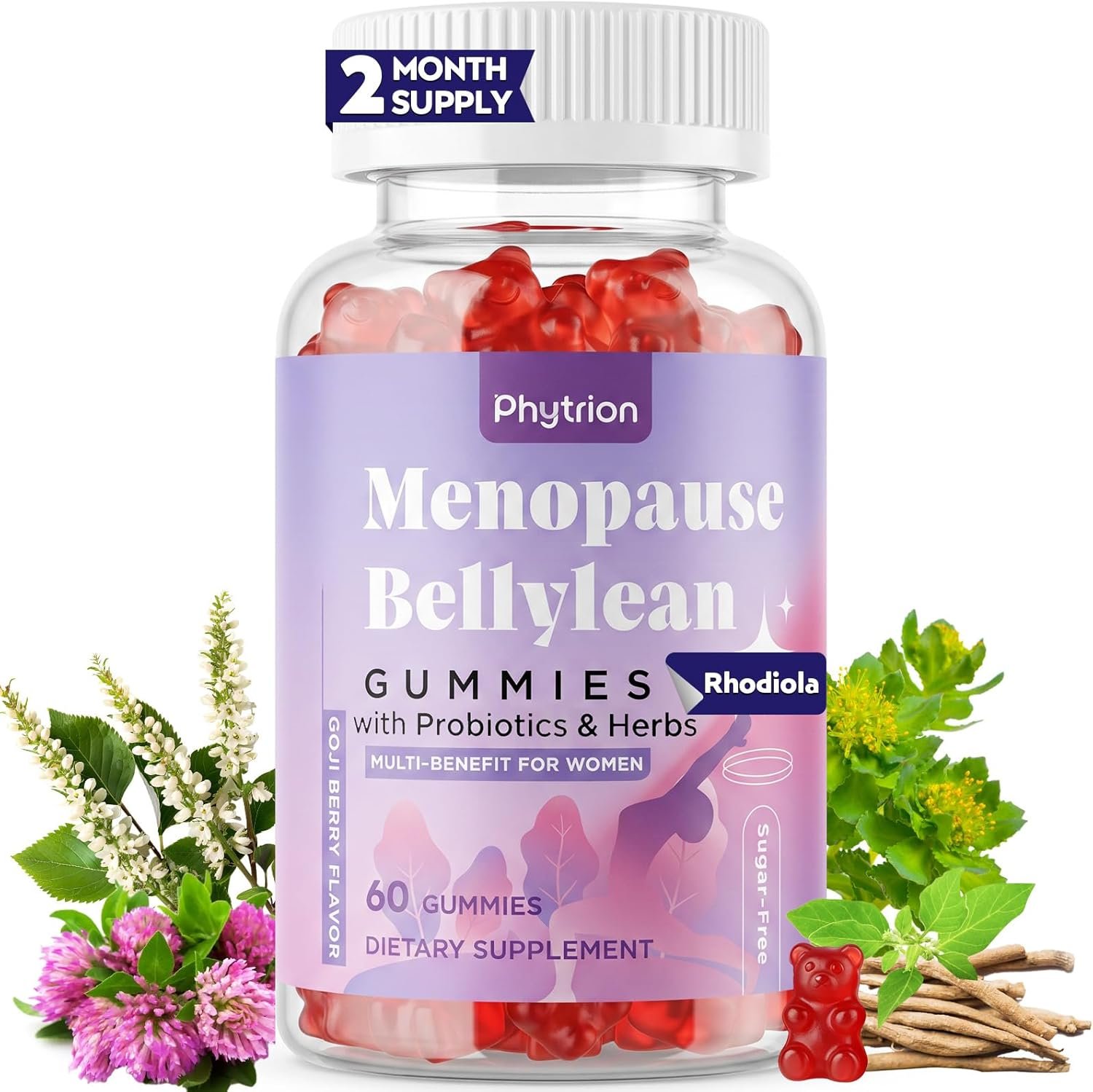 Menopause Supplements for Women, Sugar-Free, 16-in-1 Menopause Relief with Black Cohosh & Ashwagandha, 20 Billion CFU Probiotics, Hormone Harmony for Women, Night Sweats & Mood Swings, 60 Gummies