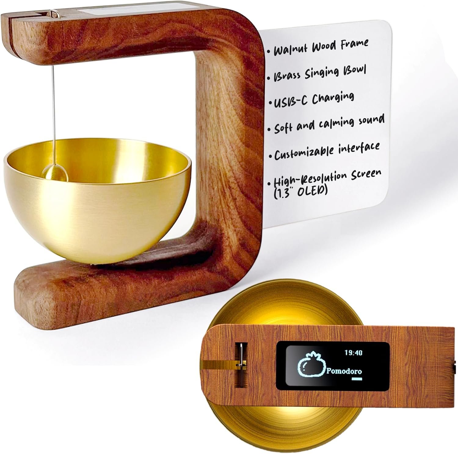 Pro Timer P2 – Elegant Wooden Pomodoro Timer – an Original Productivity Tool with Magnetic Memo Board – High-End Quality Desk Device for Focus, Meditation & Productivity – Ideal for Work & Study