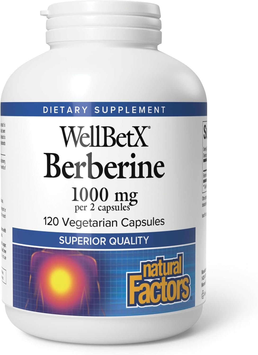 Natural Factors WellBetX Berberine – Daily Supplement Supports Metabolic Health – Formula Supports Healthy Heart – Gluten-Free & Vegan – 120 Vegetarian Capsules (120 Servings)