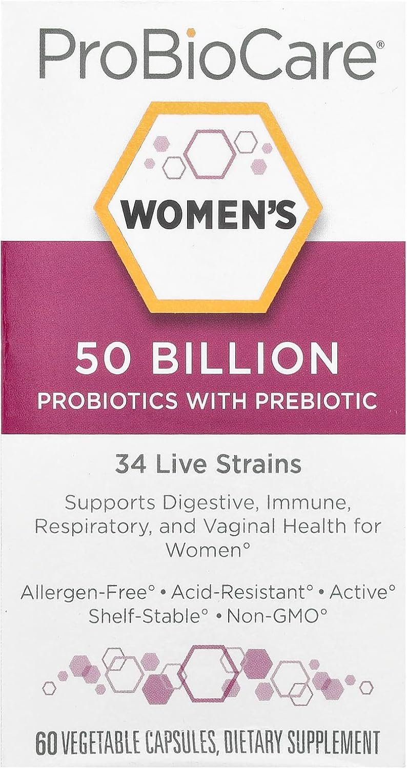 ProBioCare Probiotics for Women, 50 Billion CFUs Multi-Strain Probiotic Supplement, Supports Digestive, Immunity, Respiratory, and Vaginal Health for Women, Gluten Free, 60 Capsules