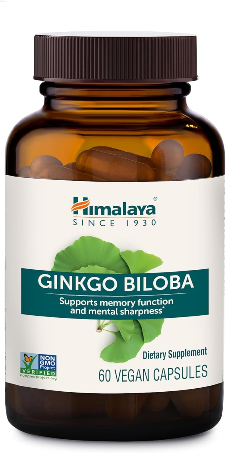 Himalaya Ginkgo Biloba, 60 Day Supply – Herbal Brain Supplements for Memory and Focus Support – Vegan, Gluten Free, 120 mg, 60 Capsules