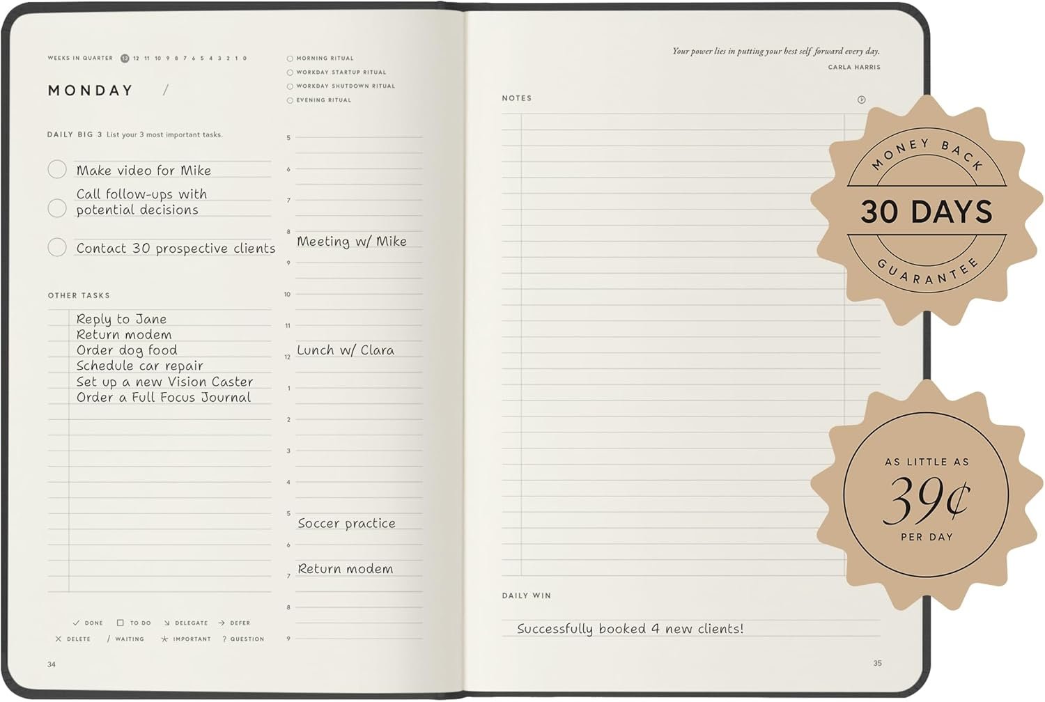 Full Focus Sienna Linen Planner by Michael Hyatt – The #1 Daily Planner to Set Annual Goals, Increase Focus, Eliminate Overwhelm, and Achieve Your Biggest Goals – Hardcover