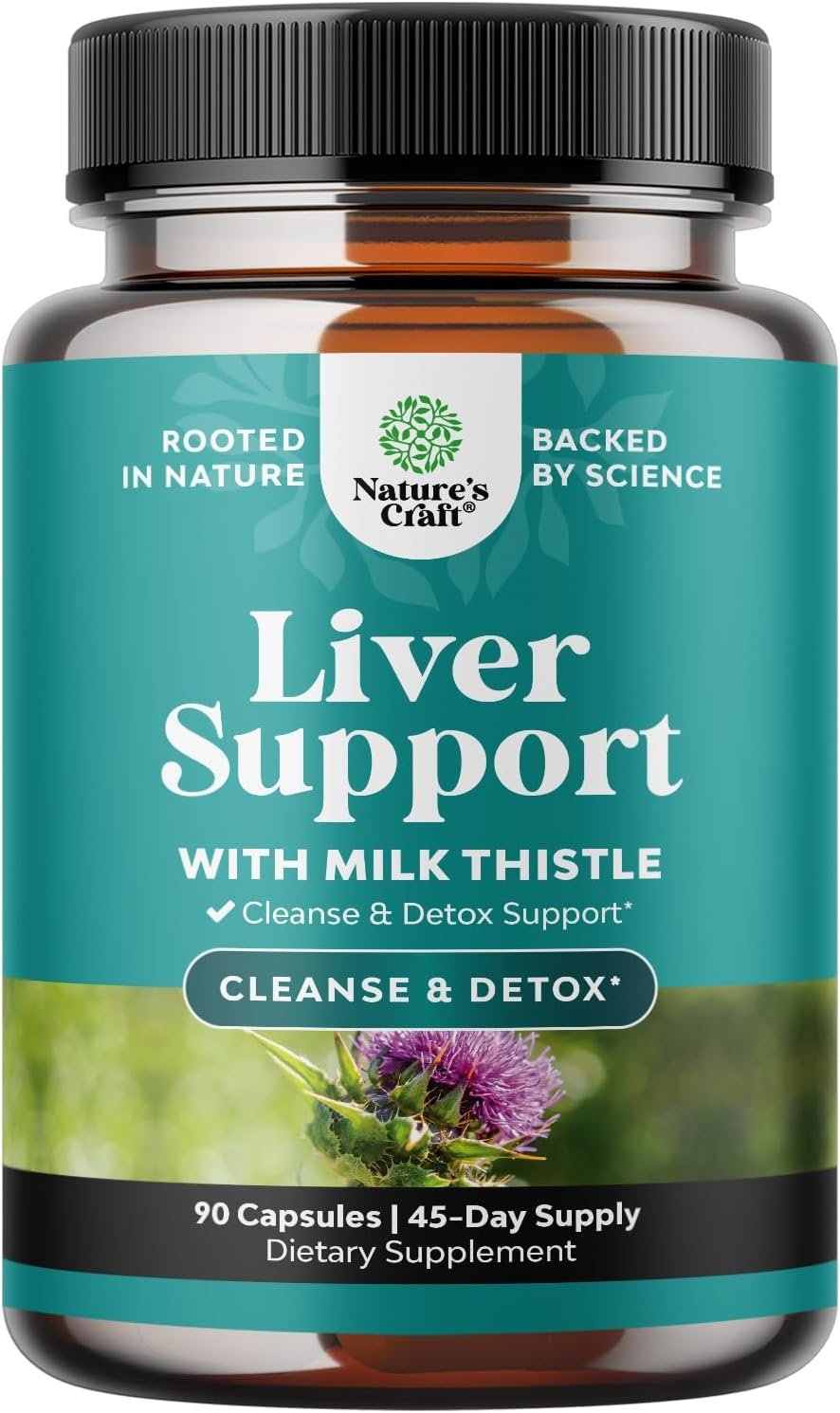Natures Craft Liver Cleanse Detox & Repair – Herbal Liver Support Milk Thistle Supplement – Silymarin Milk Thistle Supplements with Dandelion Root, Choline, Beetroot & Artichoke Extract – 90 Count